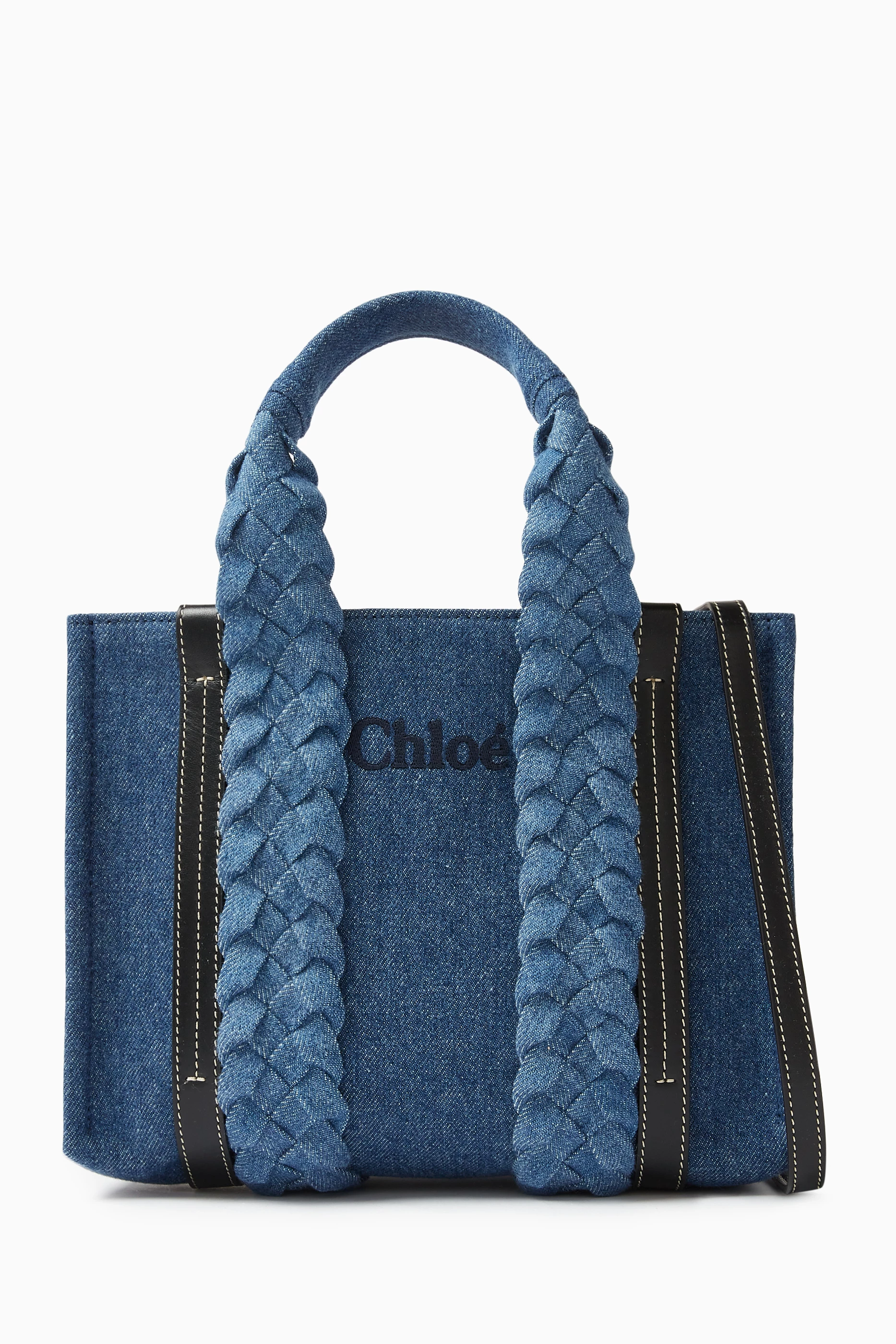 Buy Chloé Blue Small Woody Tote Bag in Denim For Women Online 