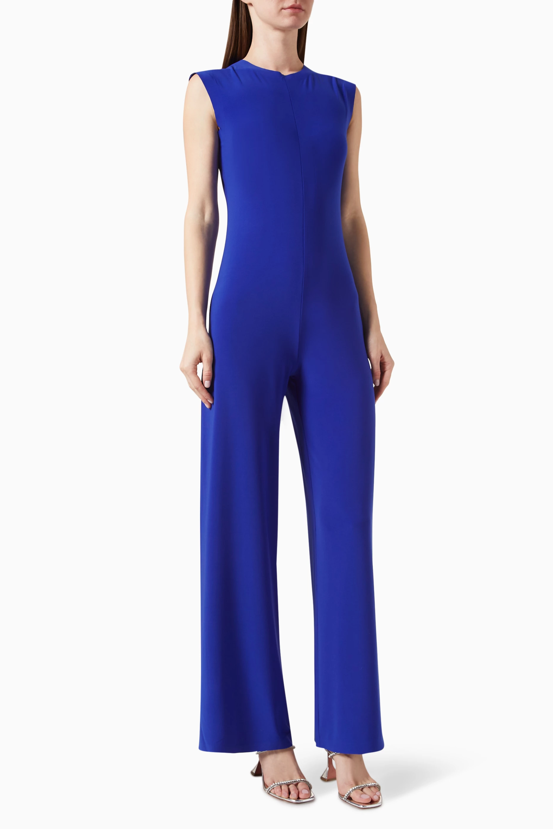 Buy Norma Kamali Blue Sleeveless Jumpsuit in Lycra For Women Online Ounass Saudi