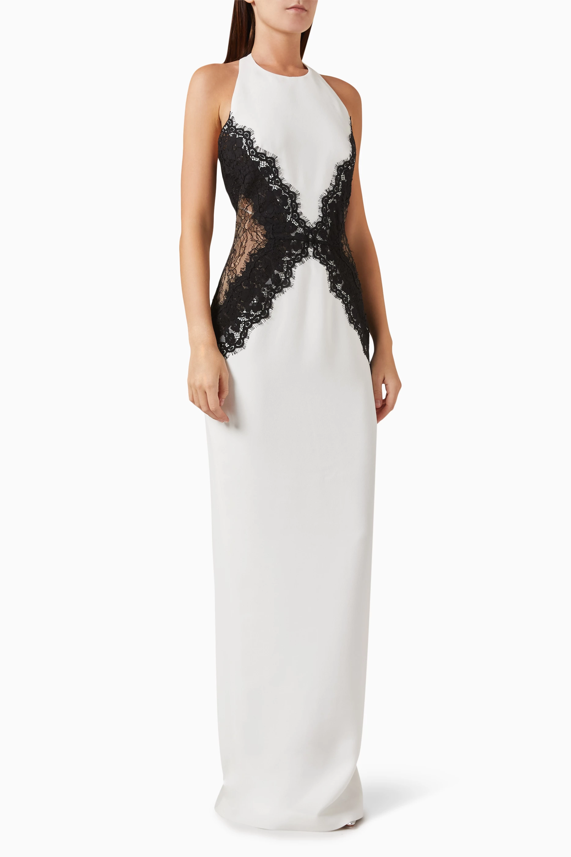 Buy Rasario White Open-back Maxi Dress in Crepe & Lace For Women Online |  Ounass Saudi