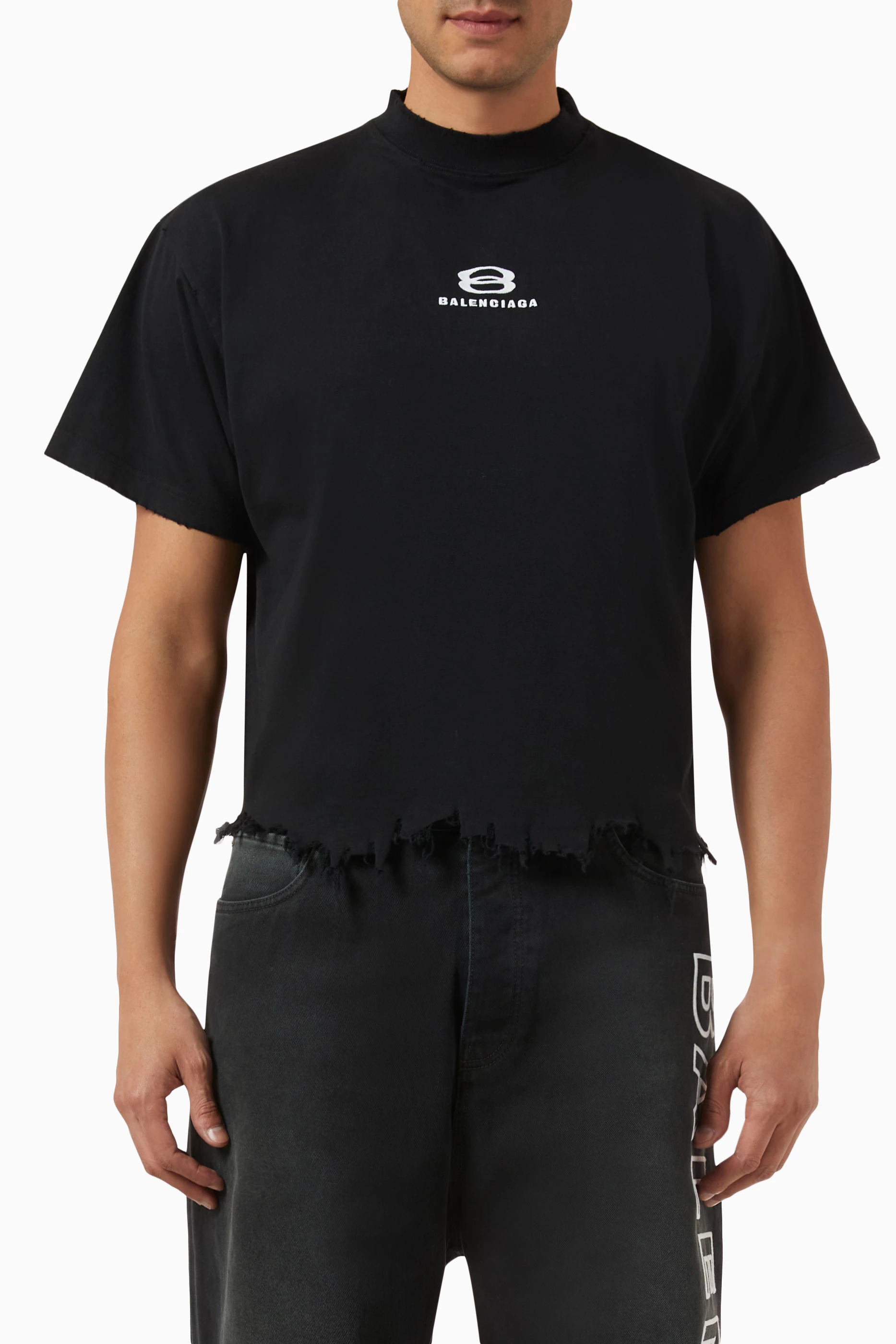 トップス balenciaga UNITY SPORTS ICON CROPPED T Balenciaga Unity Sports Icon Cropped T-Shirt Large Fit