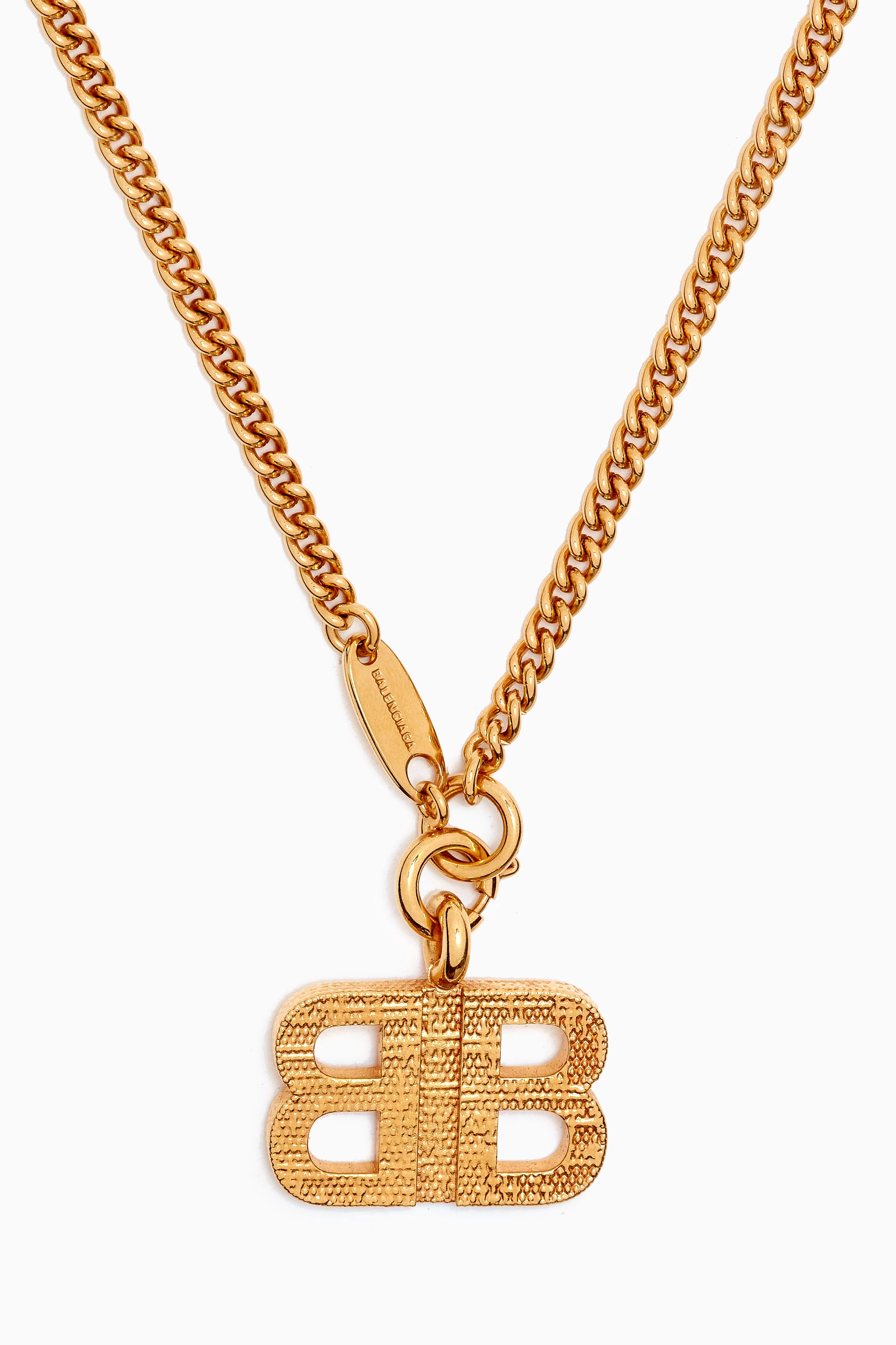 Buy Balenciaga Gold BB Pendant Necklace in Brass For Women Online
