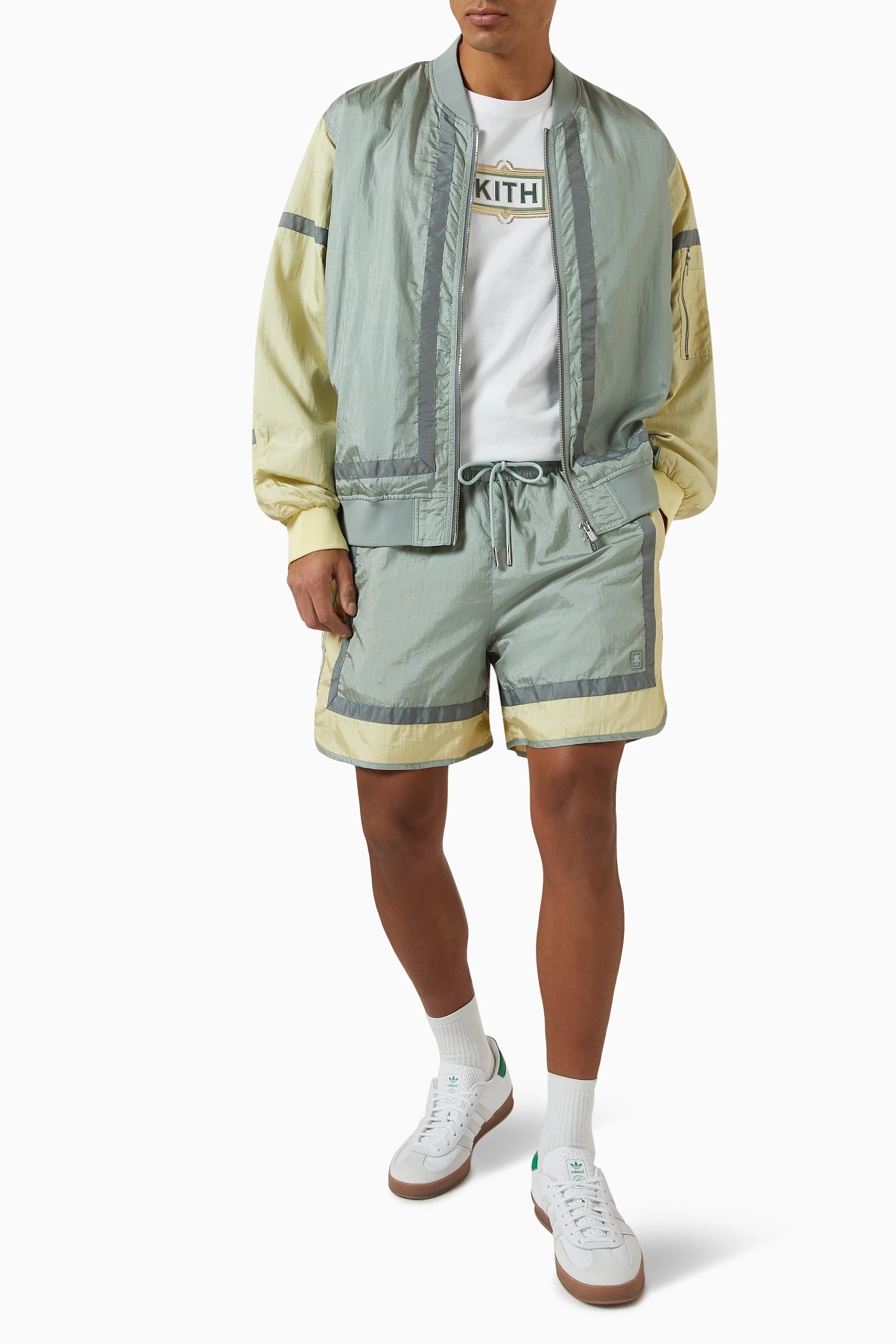 Buy Kith Green Washed Silas Bomber Jacket in Nylon For Men Online | Ounass  Saudi