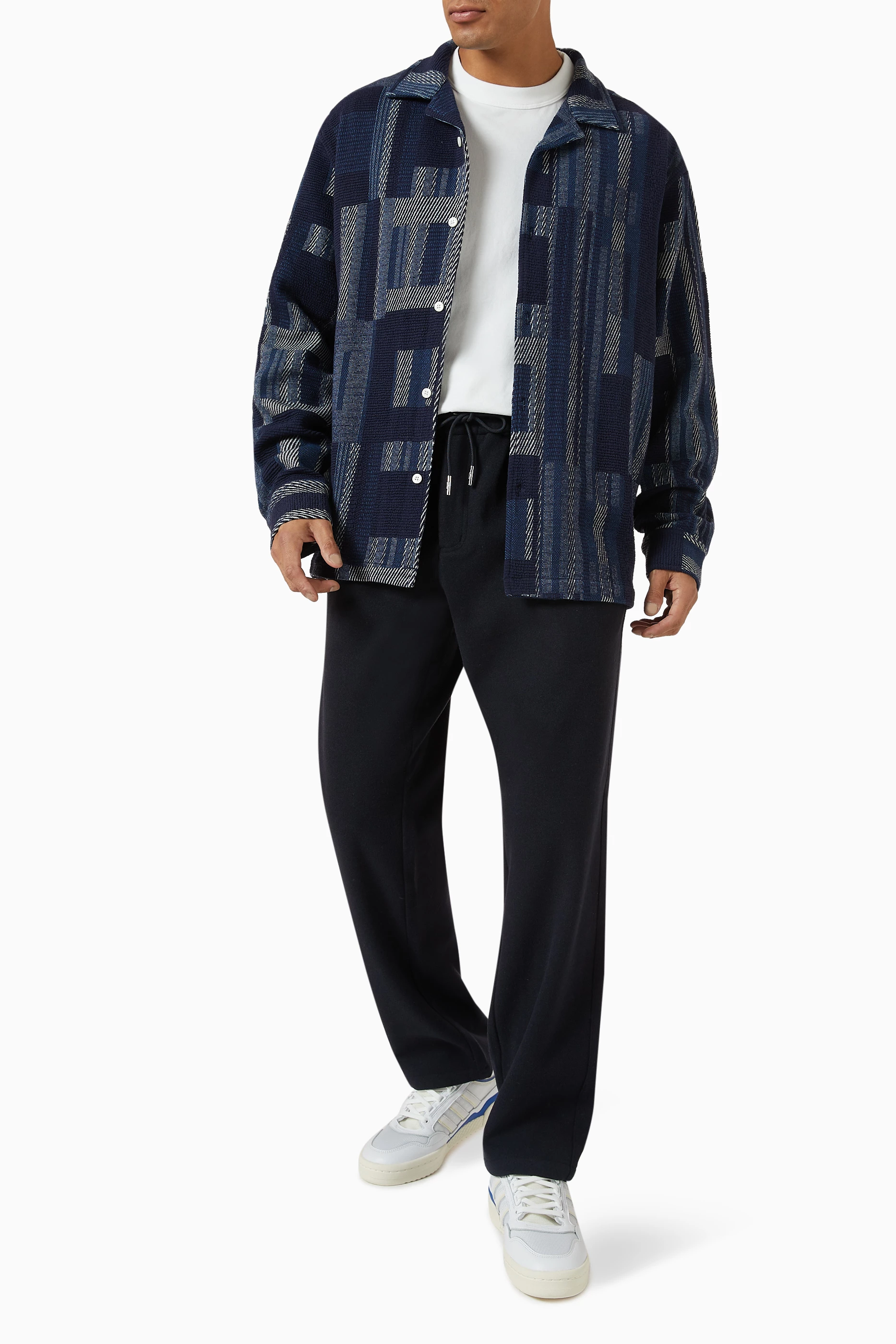 Buy Kith Blue Geometric Cohen Shirt in Cotton Knit For Men Online