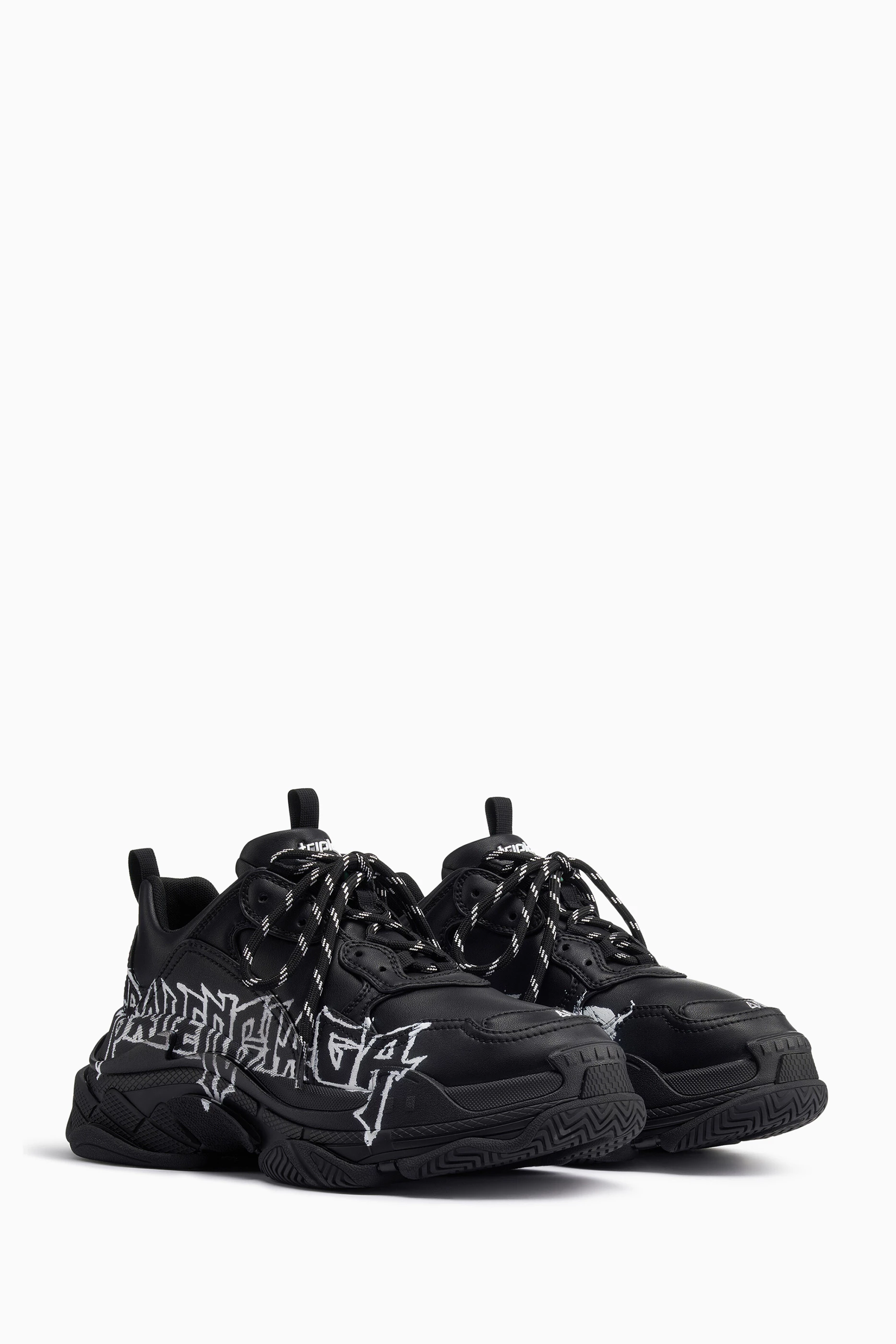 Buy Balenciaga Black Triple S Sneakers in DIY Metal Print Leather For Women Online Ounass Saudi