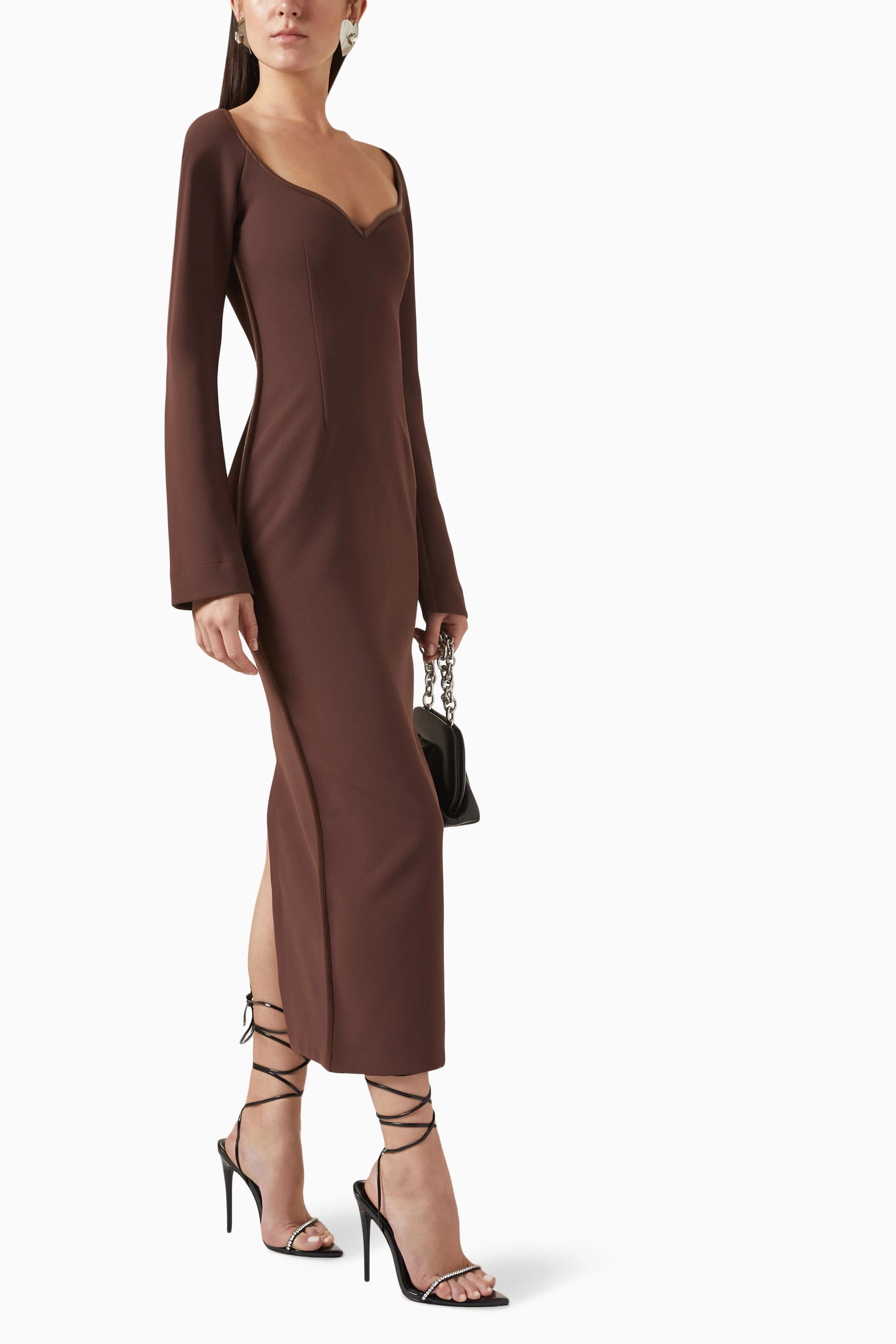 Buy Paris Georgia Brown 08 Fabienne Midi Dress in Recycled Polyester For  Women Online | Ounass Saudi