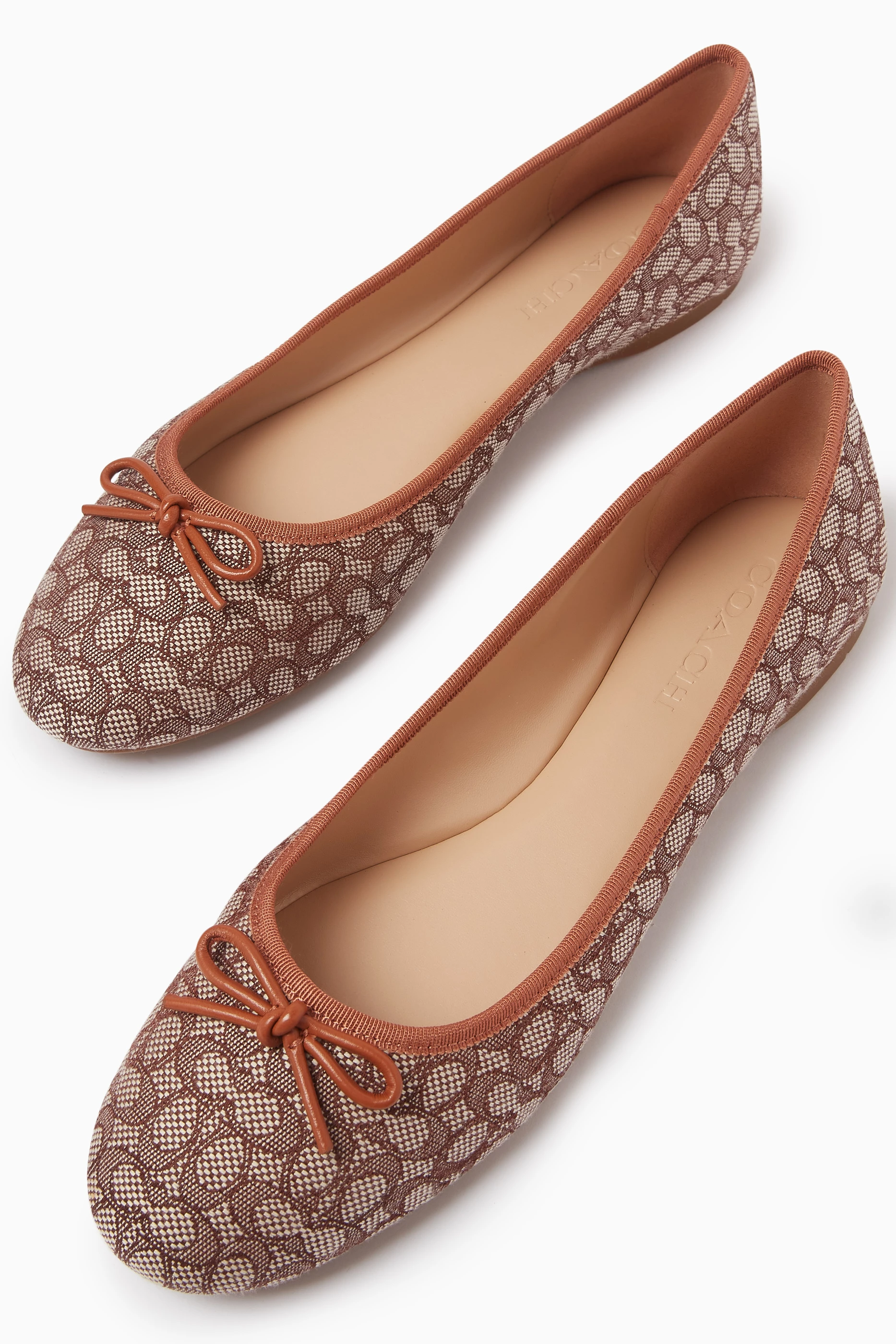Buy Coach Brown Abigail Ballerina Flats in Mini Signature Jacquard