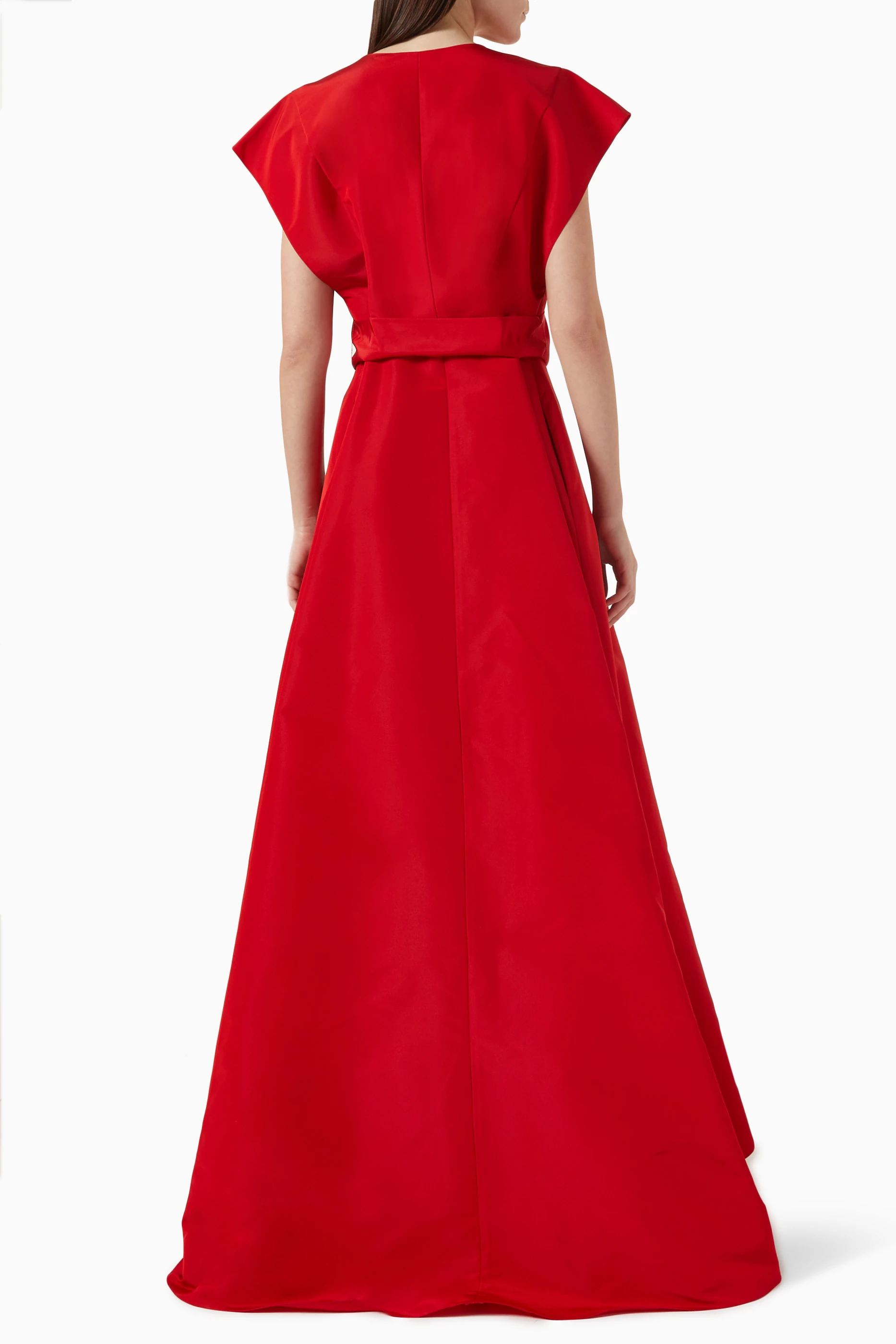 Buy Carolina Herrera Red Wide-sleeve Gown in Silk For Women Online | Ounass  Saudi