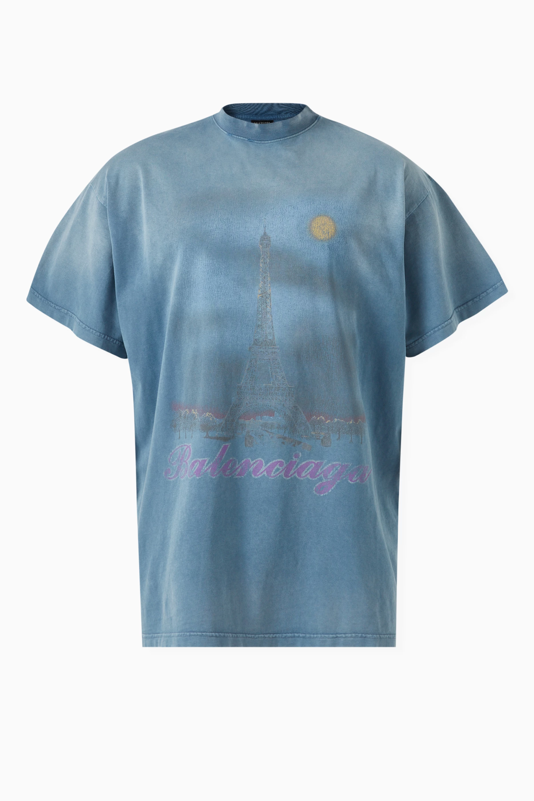 Buy Balenciaga Blue Unisex Paris Moon Oversized T-shirt in Vintage