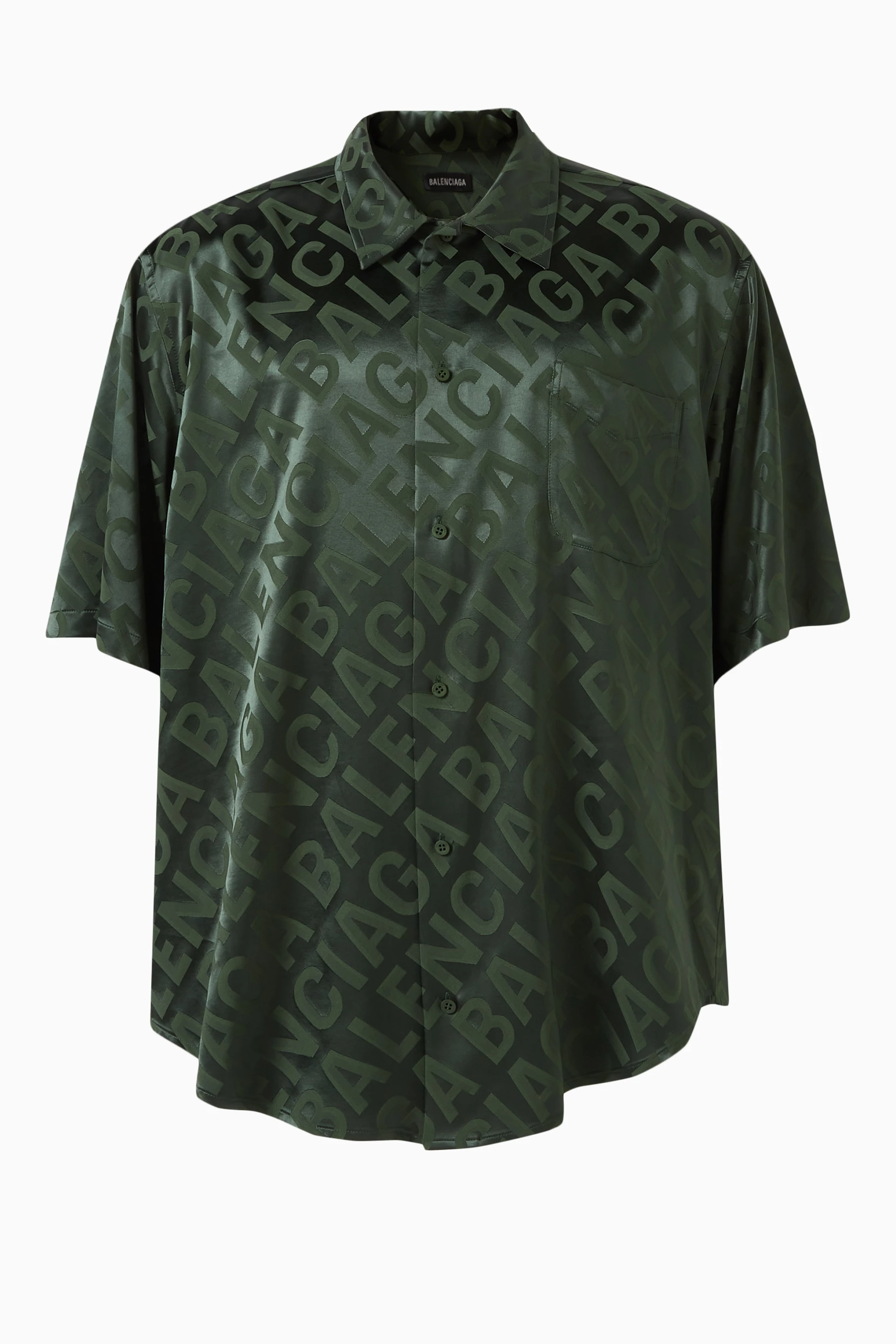 Buy Balenciaga Green Unisex All over Logo Minimal Shirt in Jacquard For UNISEX Online Ounass Saudi