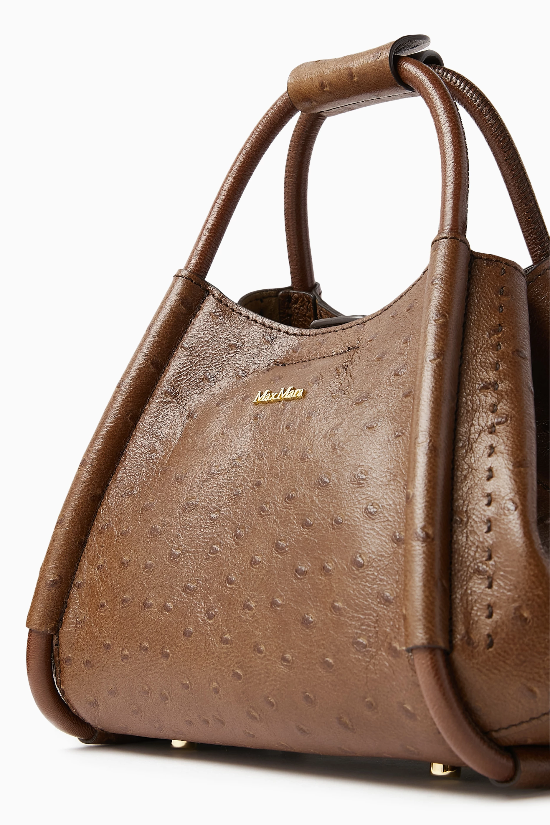 Buy Max Mara Brown Small Marine Tote Bag in Ostrich-embossed