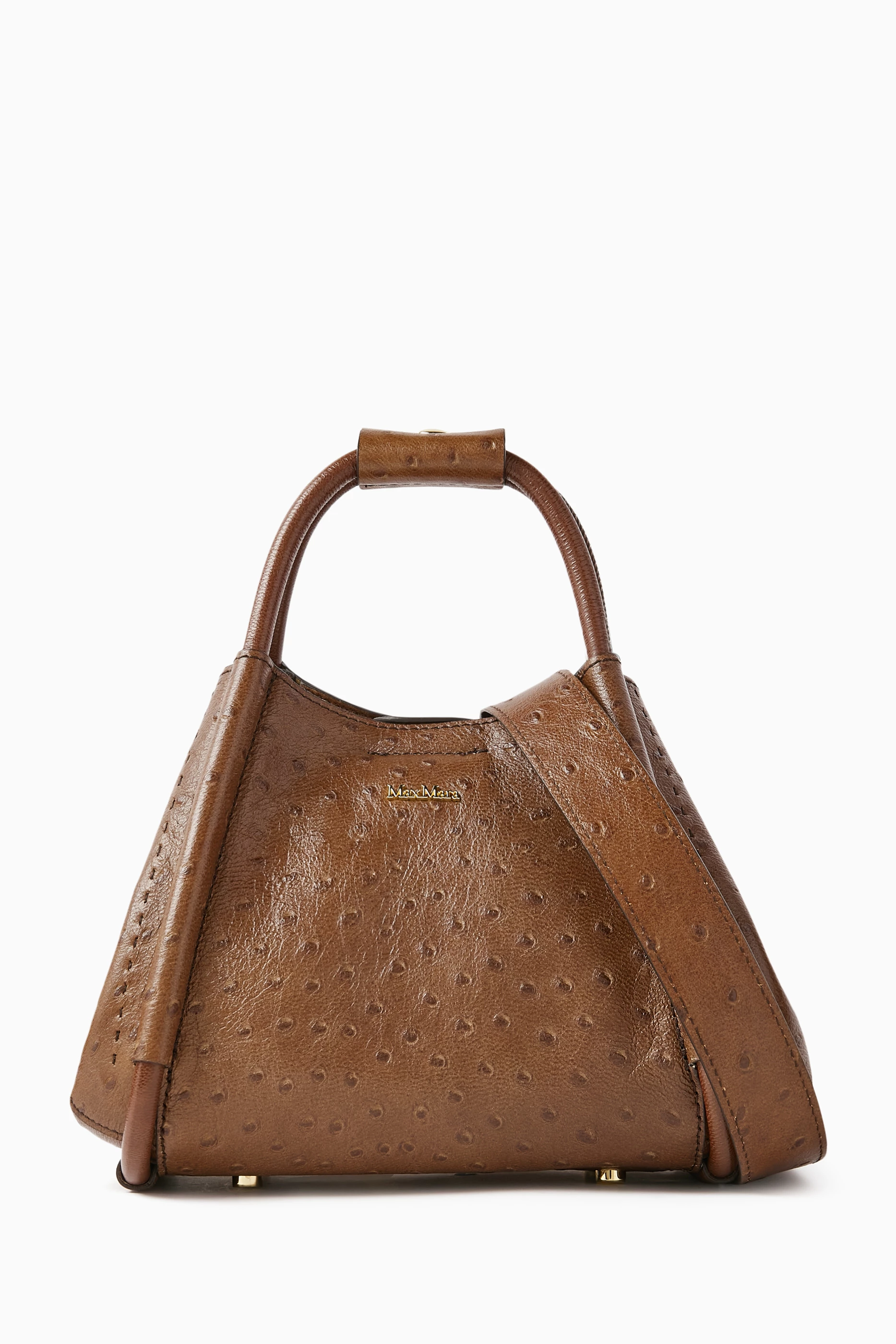 Buy Max Mara Brown Small Marine Tote Bag in Ostrich-embossed