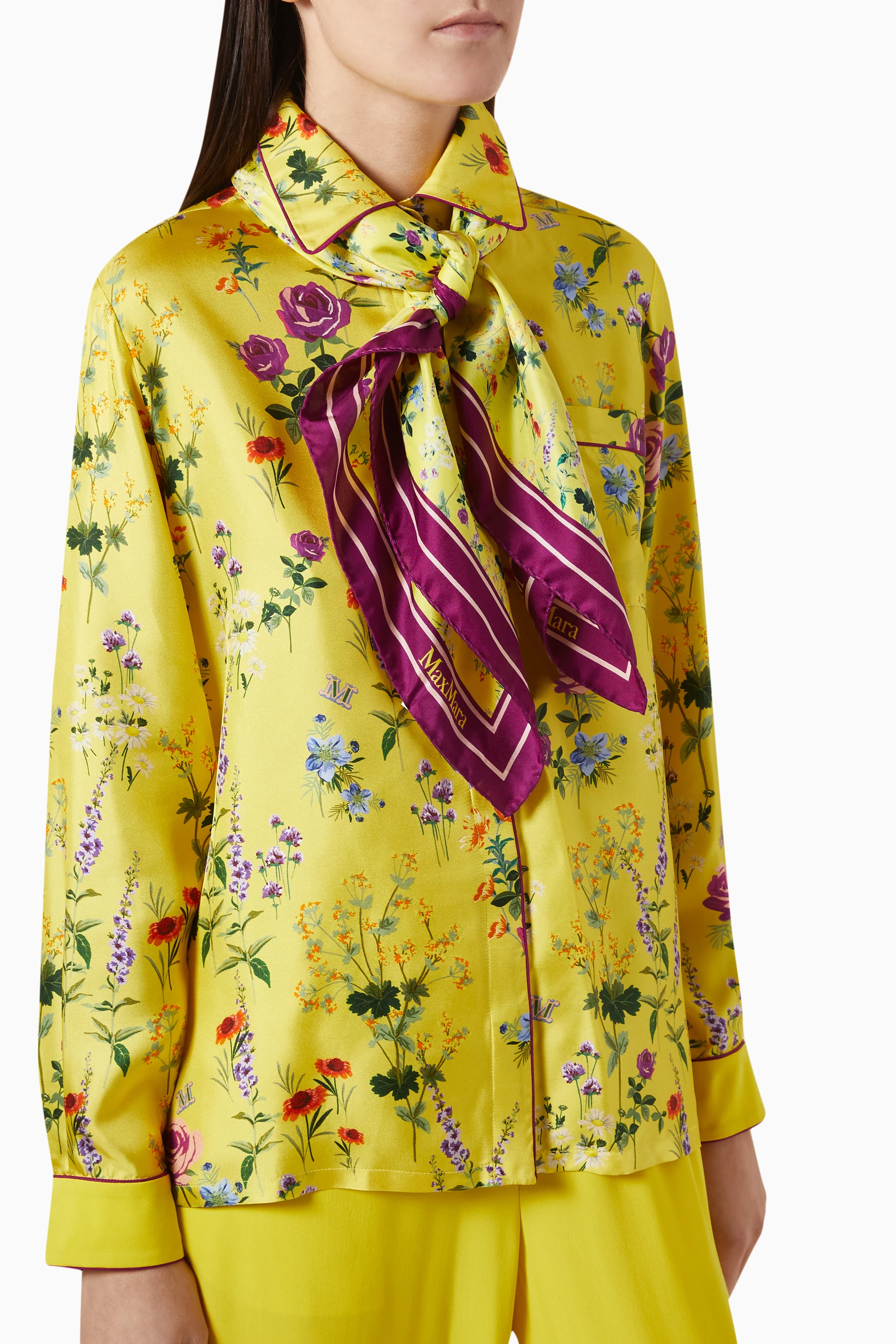 スカーフ Max Mara Printed silk scarf Yellow Buy Max Mara Yellow Valdez Foulard in Silk Twill For Women
