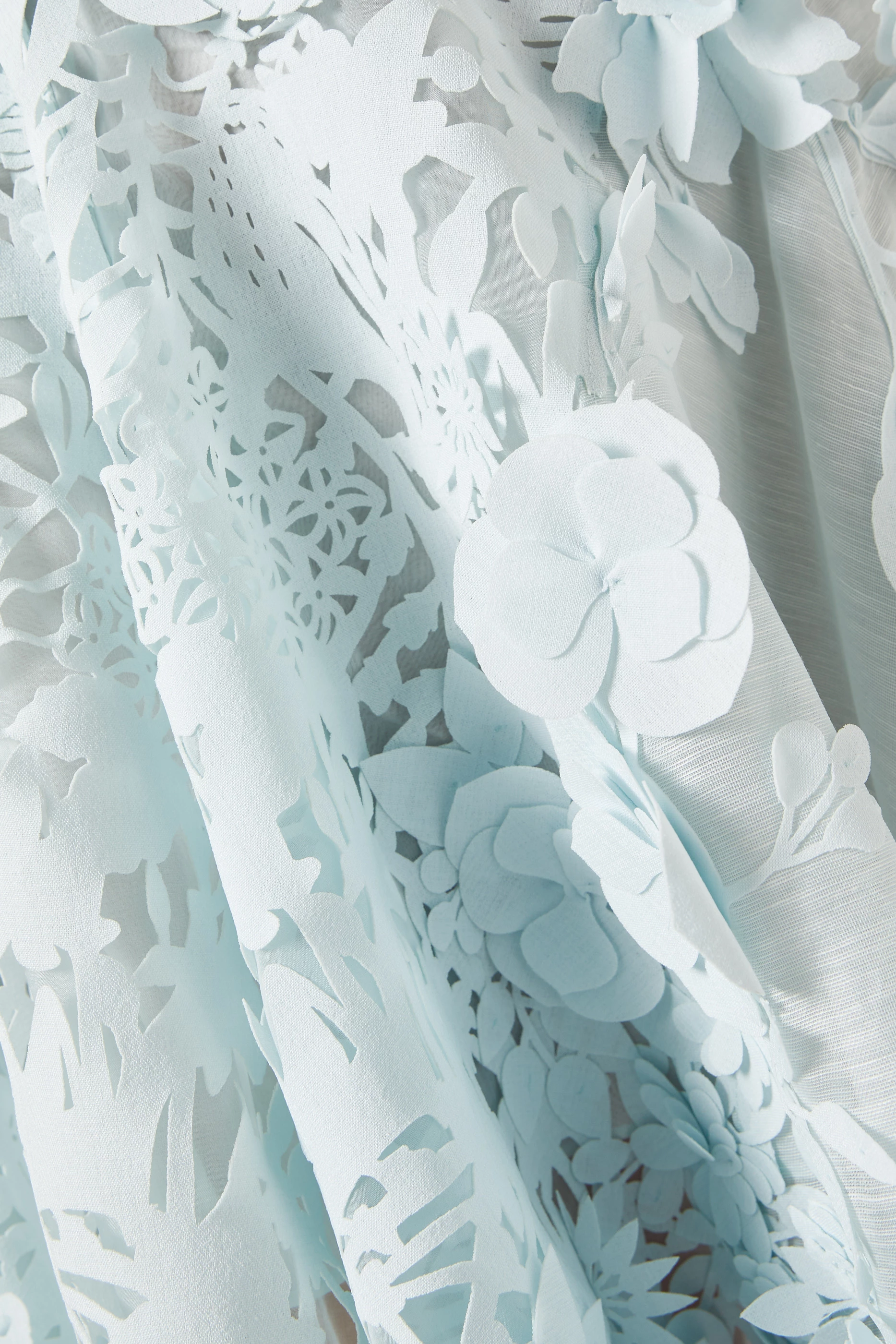 Buy Zimmermann Blue Natura Lasercut Halter Dress in Organza
