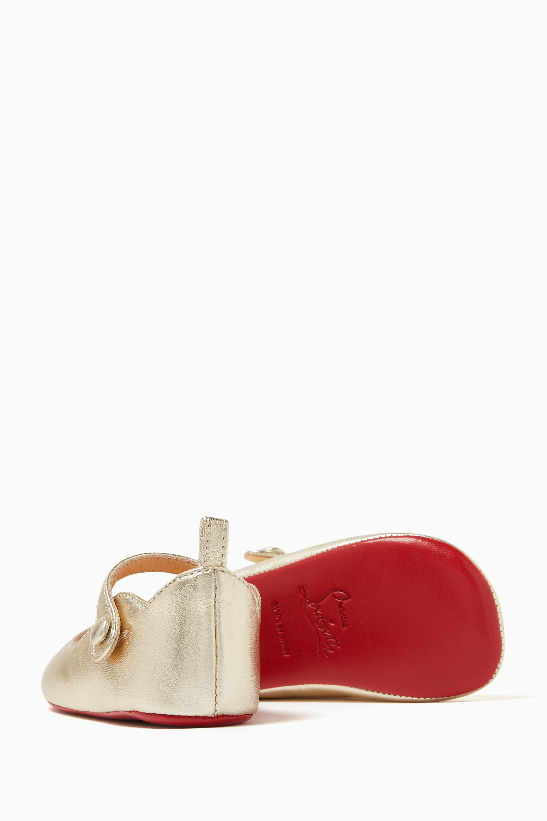 Buy Christian Louboutin Gold Baby Love Chick Ballet Flats in Leather For Baby Girls Online Ounass Saudi