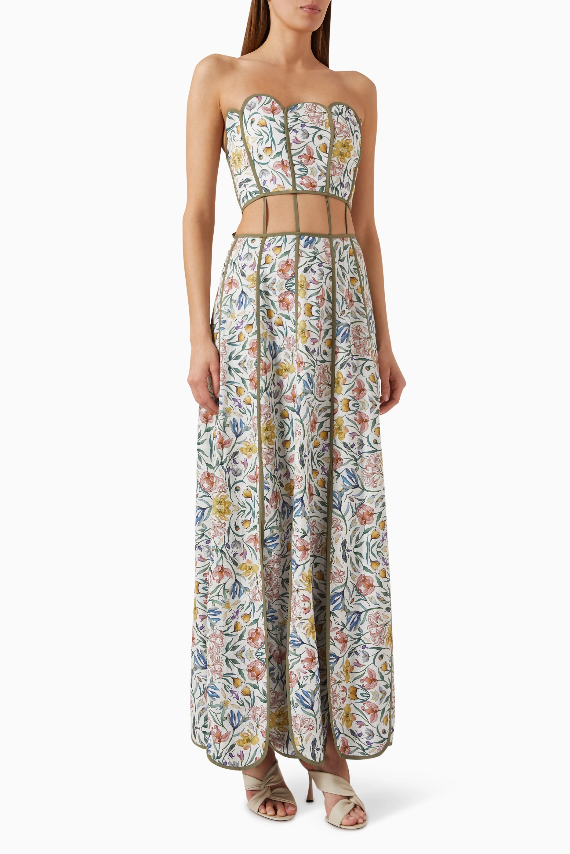 Buy Dahlia Bianca Multicolour Raina Midi Dress in Linen For Women Online Ounass Saudi