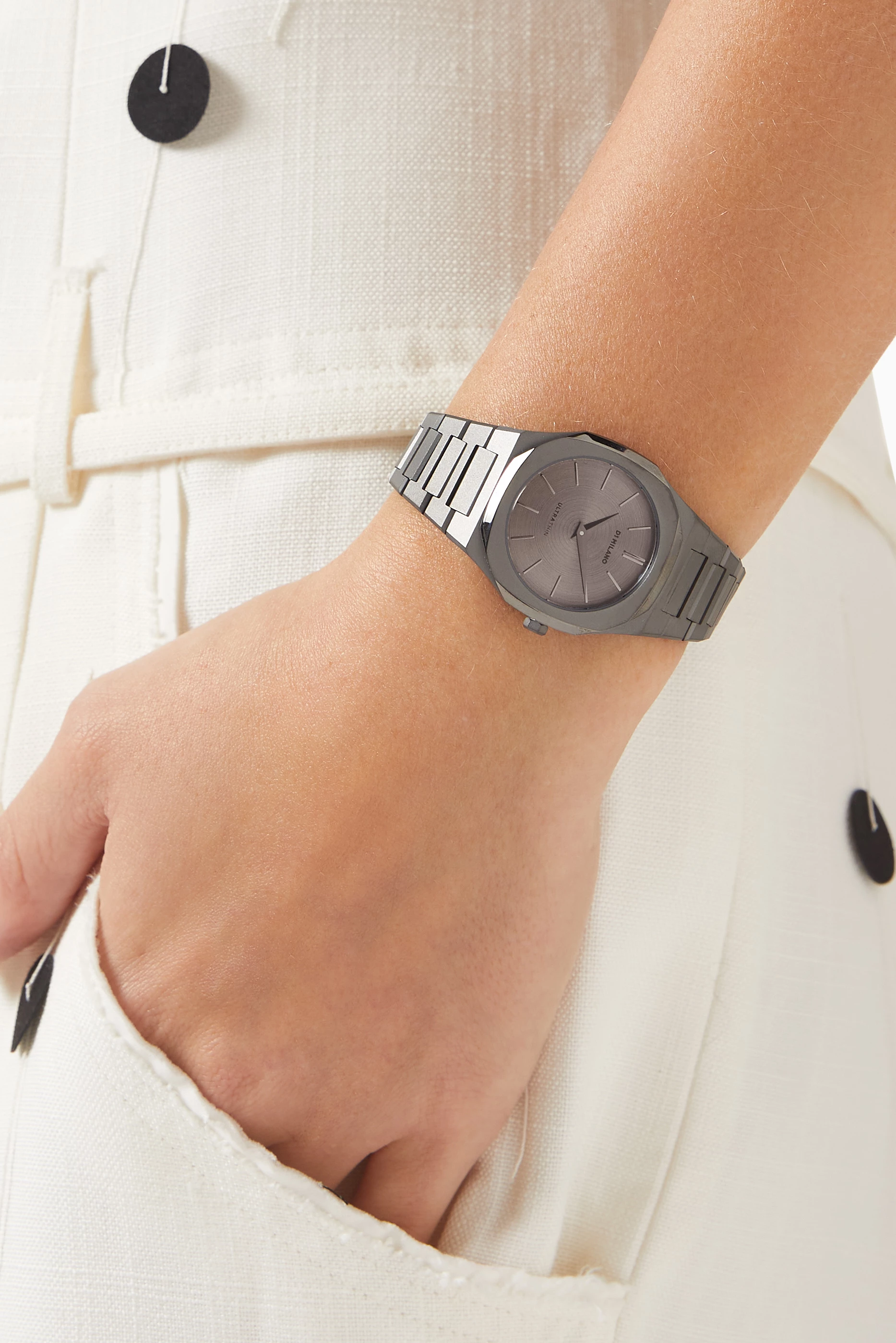 Buy D1 Milano Grey Ultimate Grey Ultra Thin Watch 30mm For Women Online Ounass Saudi