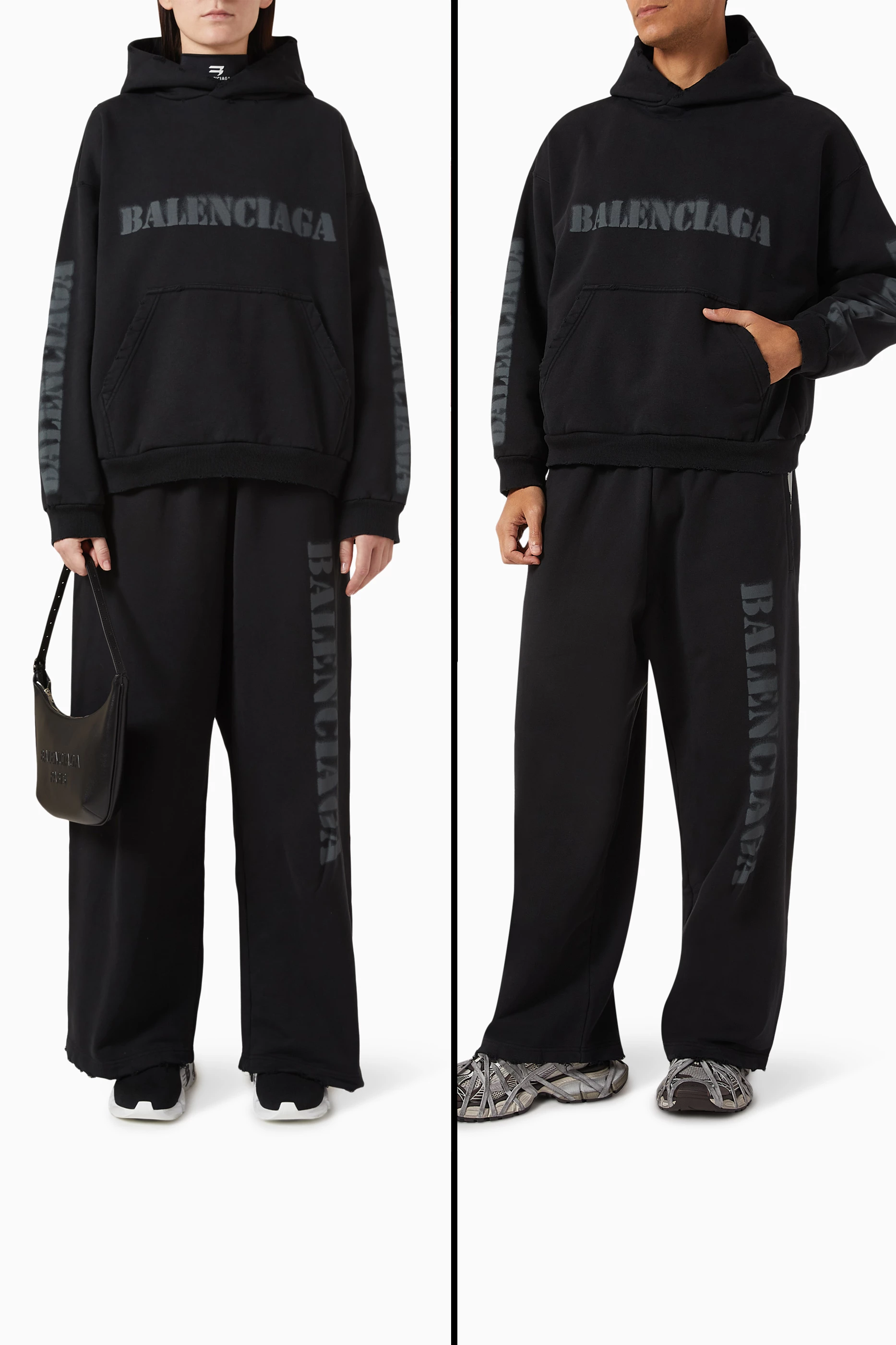 Buy Balenciaga Black Unisex Stencil Type Baggy Sweatpants in