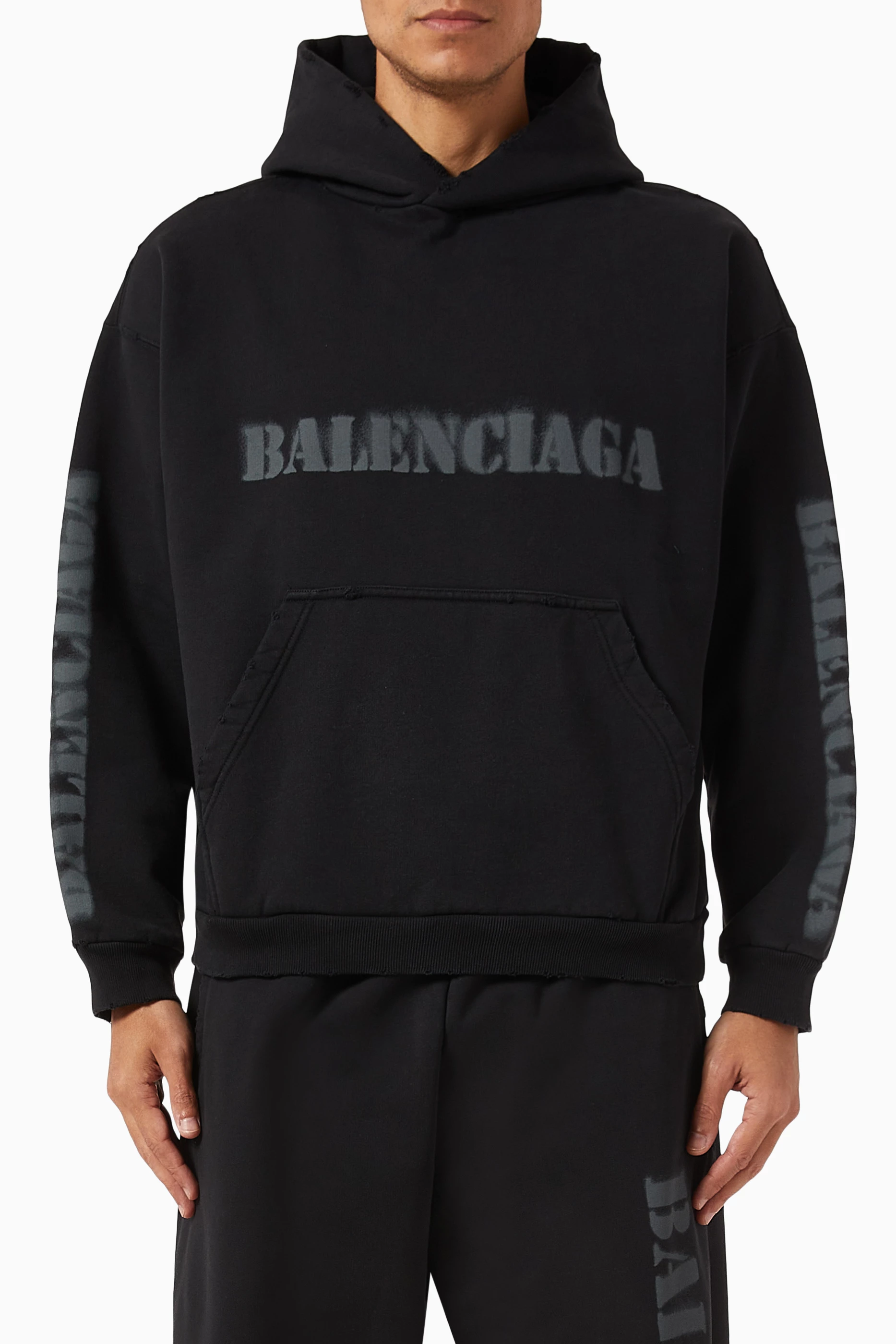 Buy Balenciaga Black Unisex Stencil Type Medium-fit Hoodie