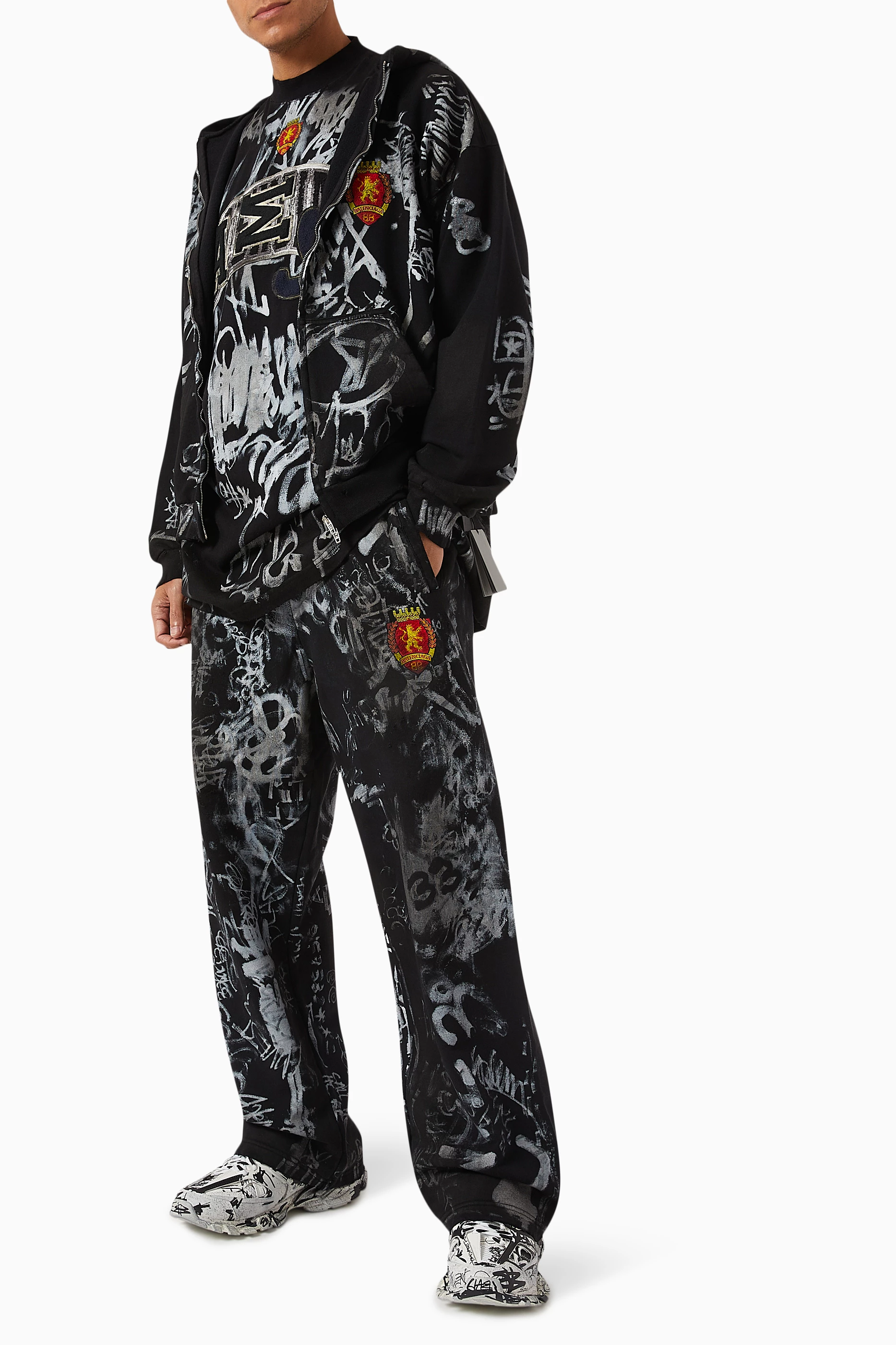 Buy Balenciaga Black Skater Baggy Sweatpants in Fleece For Men 