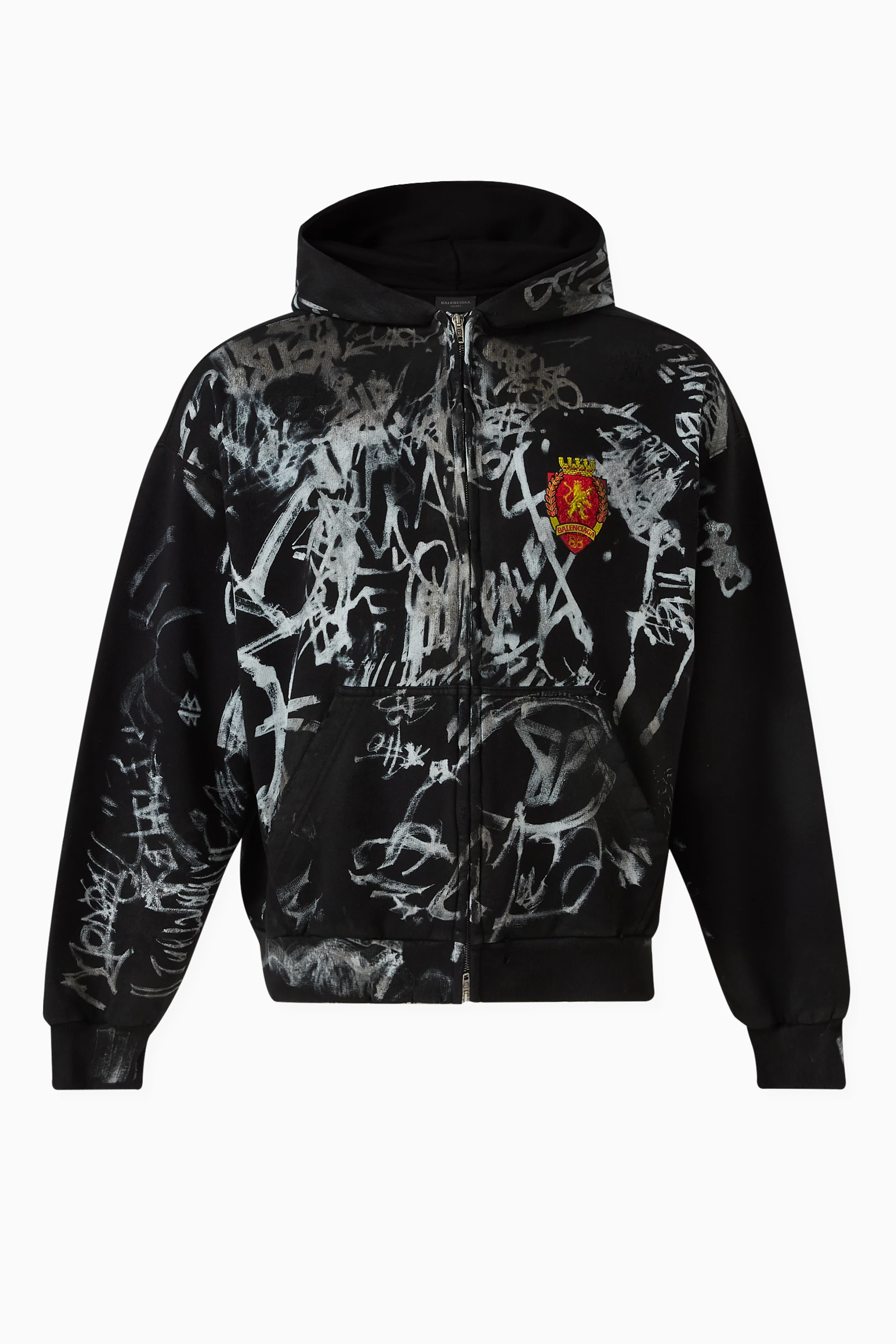 Buy Balenciaga Black Unisex Skater Zip-up Hoodie Medium-fit