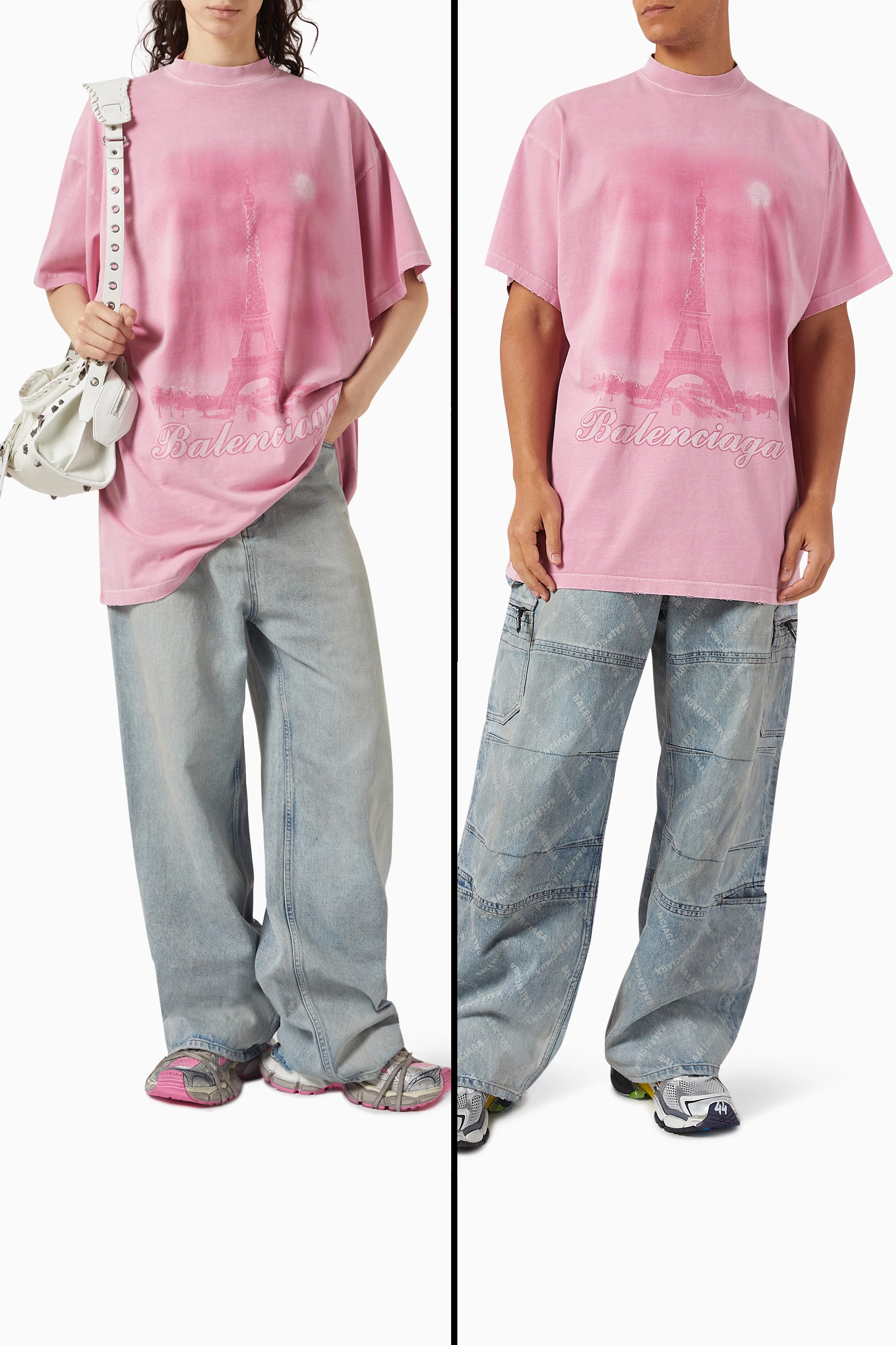 Buy Balenciaga Pink Unisex Paris Moon Oversized T-shirt in Vintage 
