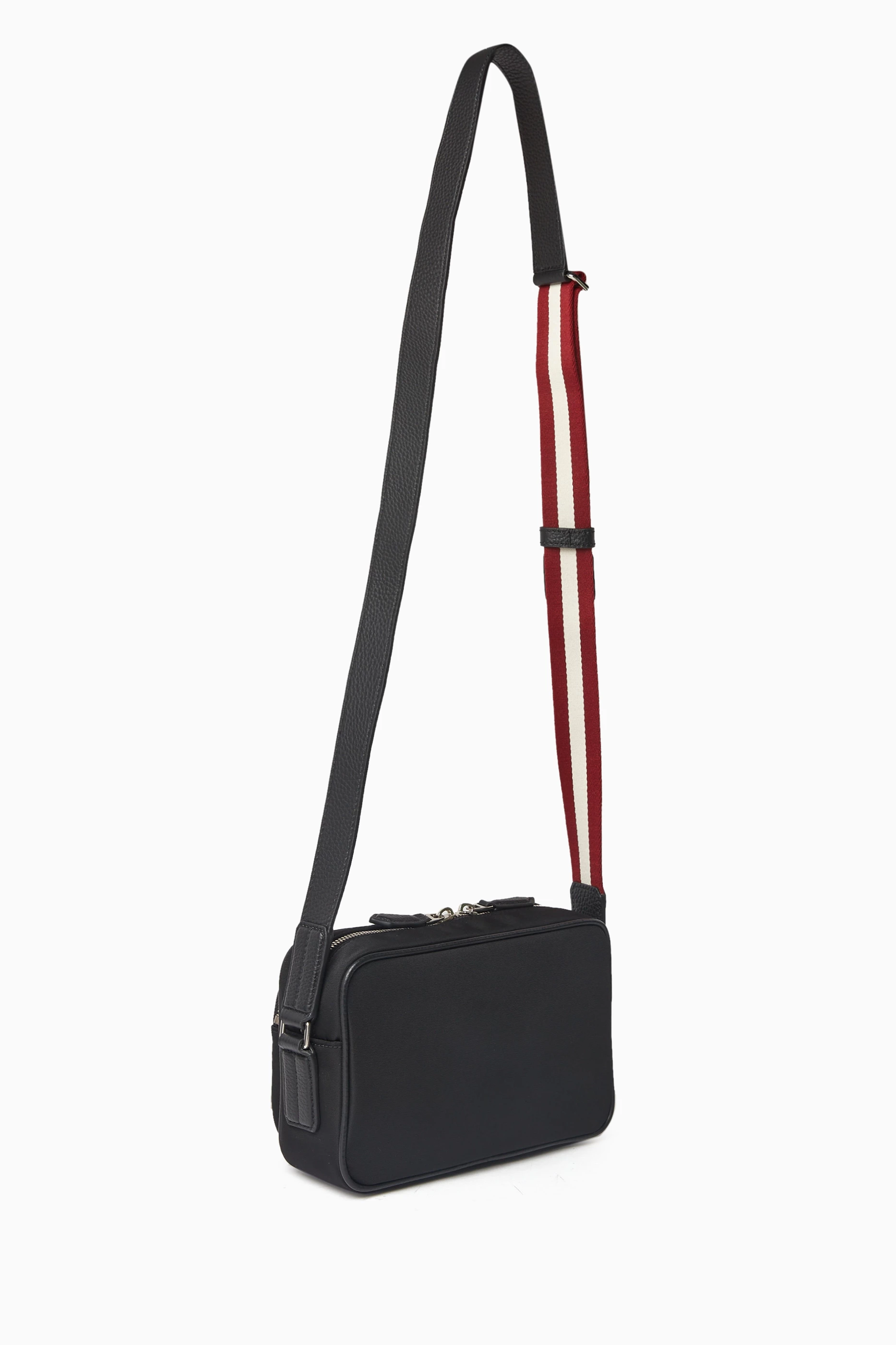Buy Bally Black Code Cross Messenger Bag in Nylon & Grained