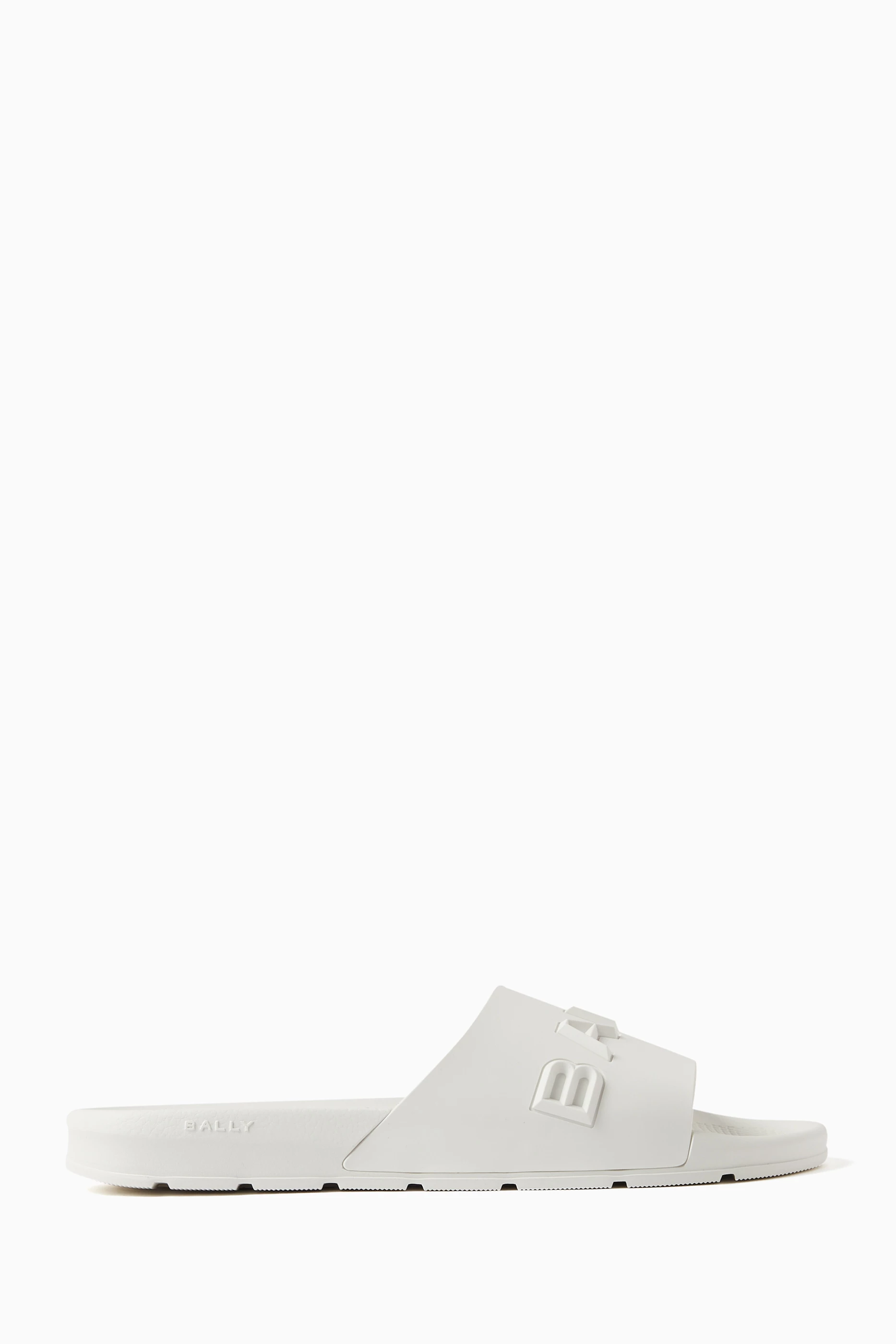 Buy Bally White Embossed Logo Slides in Rubber For Men Online Ounass Saudi