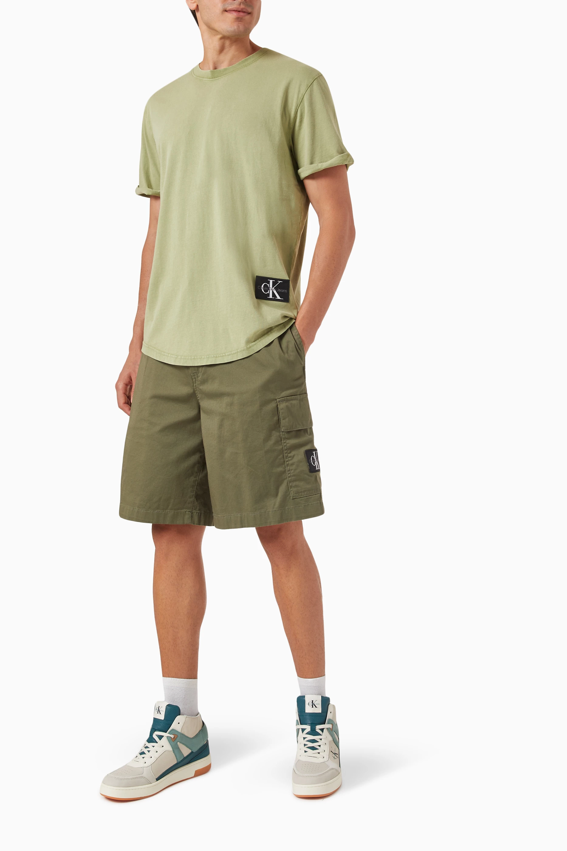 Buy Calvin Klein Jeans Green Cargo Shorts in Cotton-blend For Men