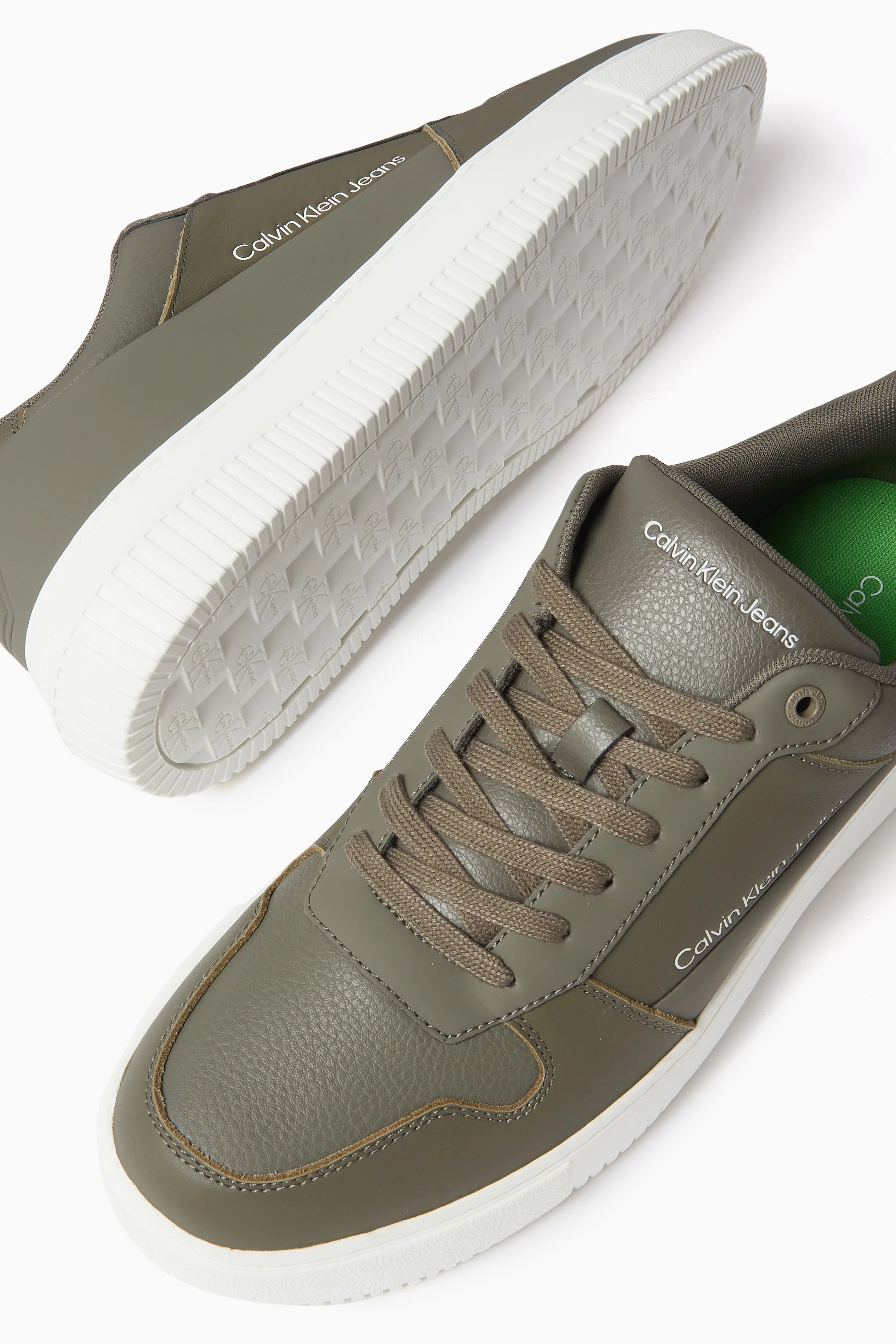 Buy Calvin Klein Jeans Green Chunky Cupsole Sneakers in Faux leather For Men Online Ounass Saudi