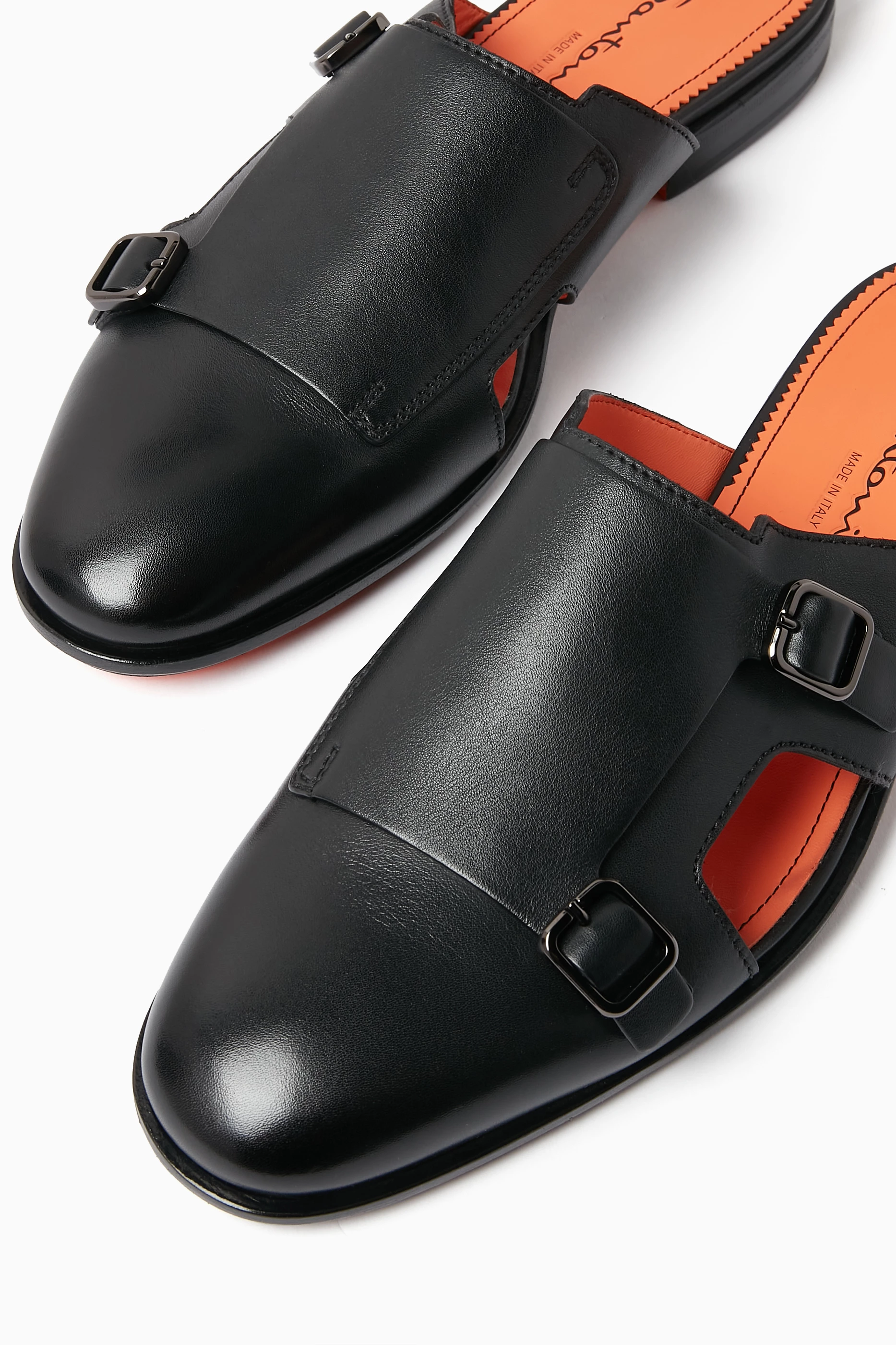 Buy Santoni Black Monk Strap Sandals in Calf Leather For Men Online Ounass Saudi