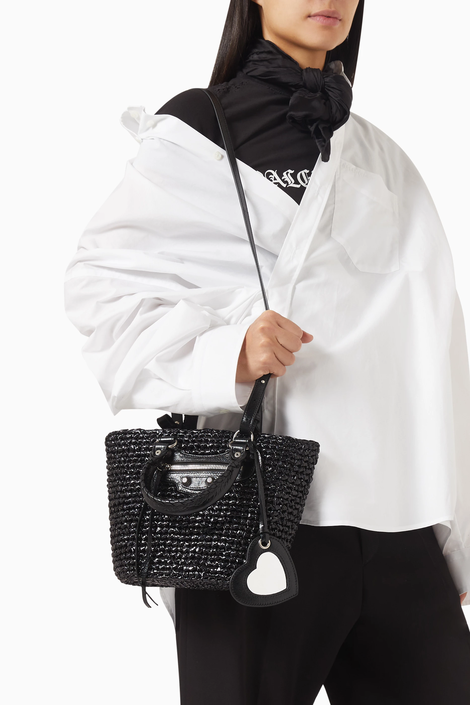 Buy Balenciaga Black Small Le Cagole Panier Tote Bag in Nylon-raffia For  Women Online | Ounass Saudi