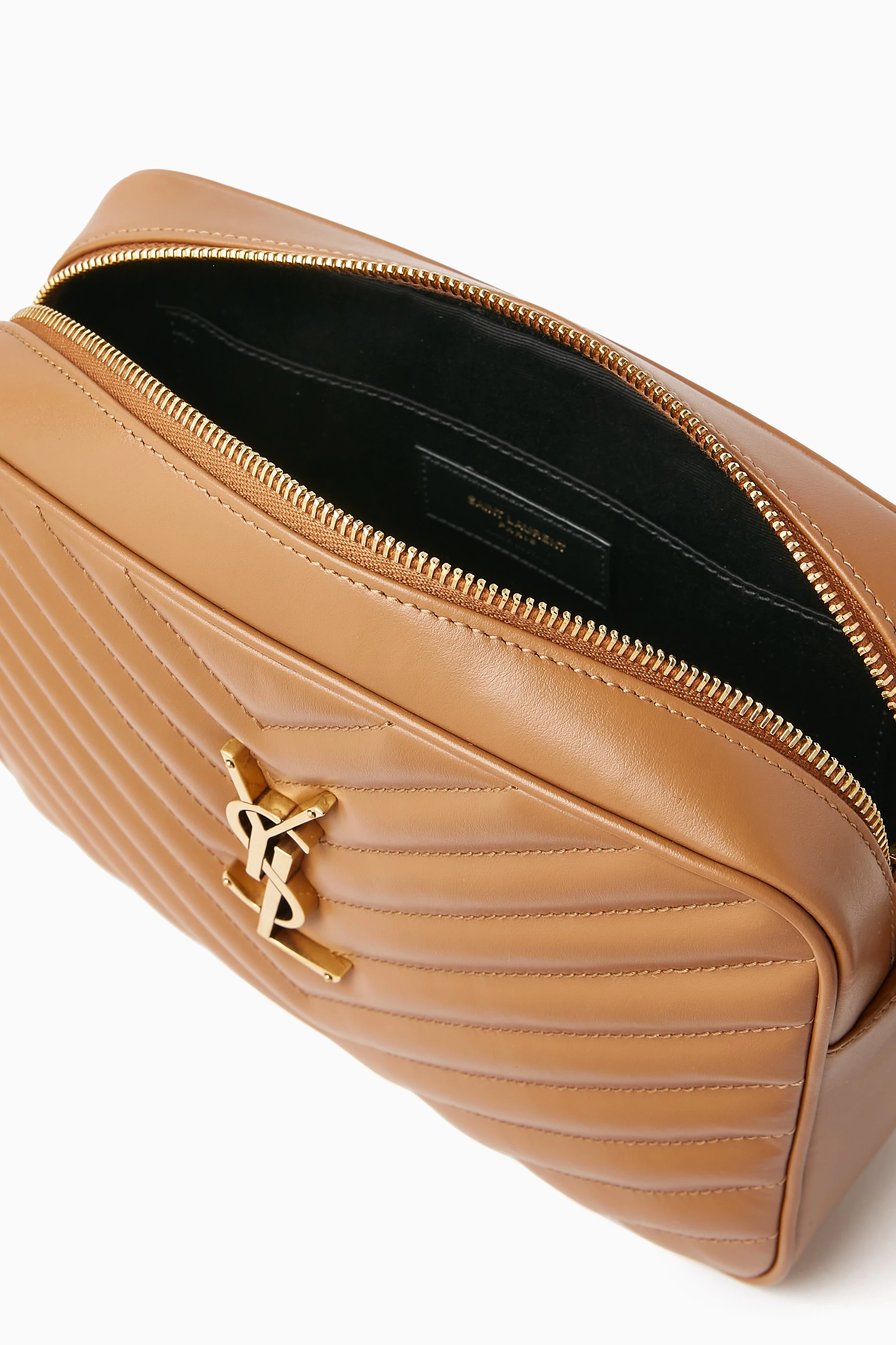 Buy SAINT LAURENT Brown Lou Camera Shoulder Bag in Quilted Leather