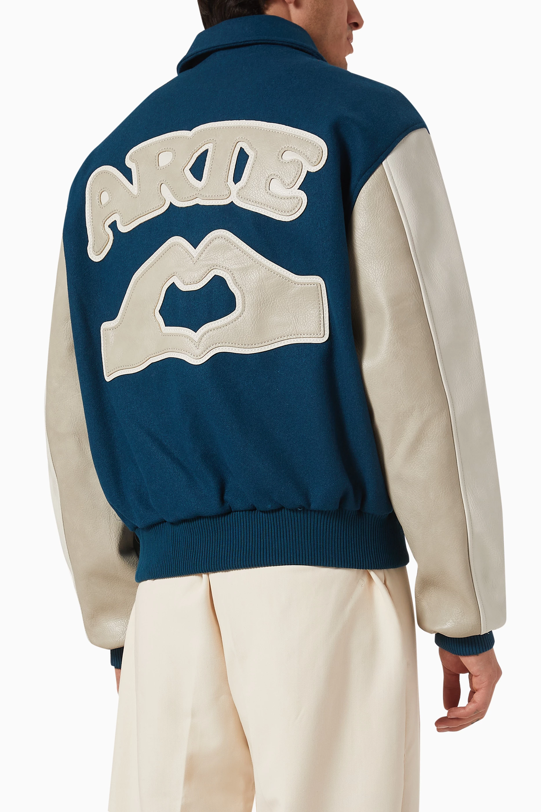 Buy Arte Antwerp Green Jonah Team Jacket in Wool-blend For Men
