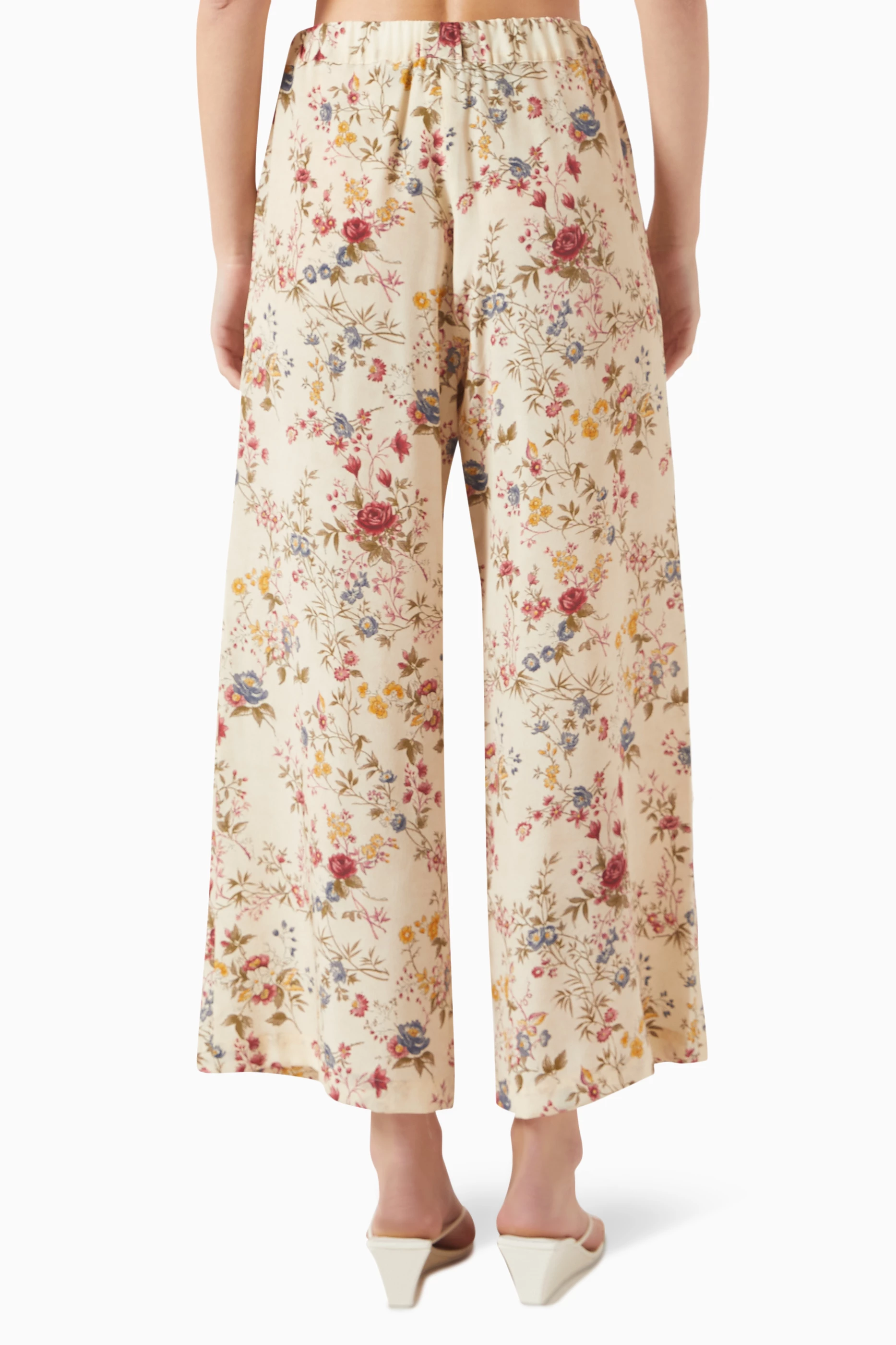Weekend Max Mara GRADARA プリントシルク クロップ パンツ Buy Weekend Max Mara Neutral Gradara Floral-print Pants in