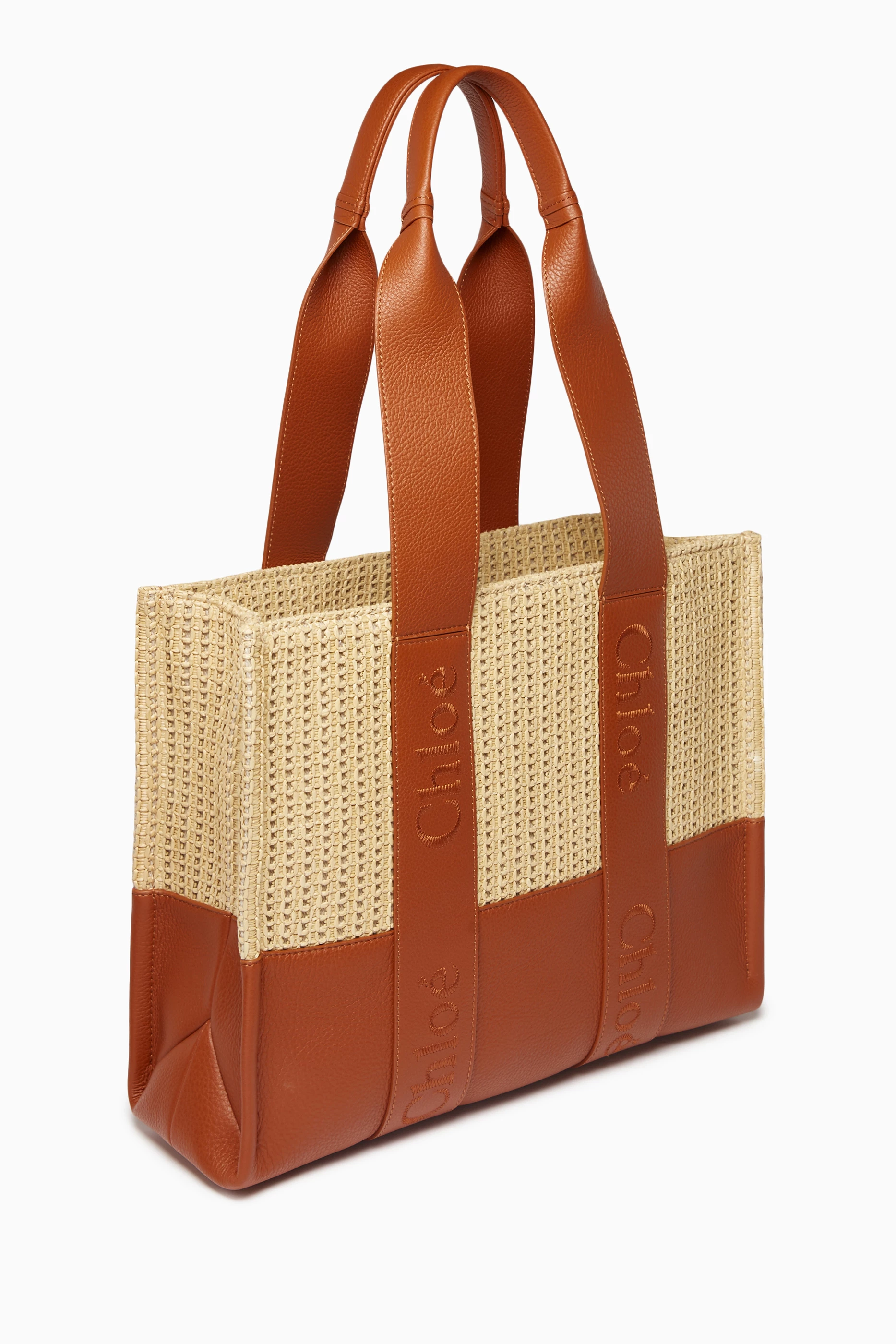 【CHLOE】BROWN RAFFIA TOTE Chloé | Woody raffia black tote bag | Savannahs