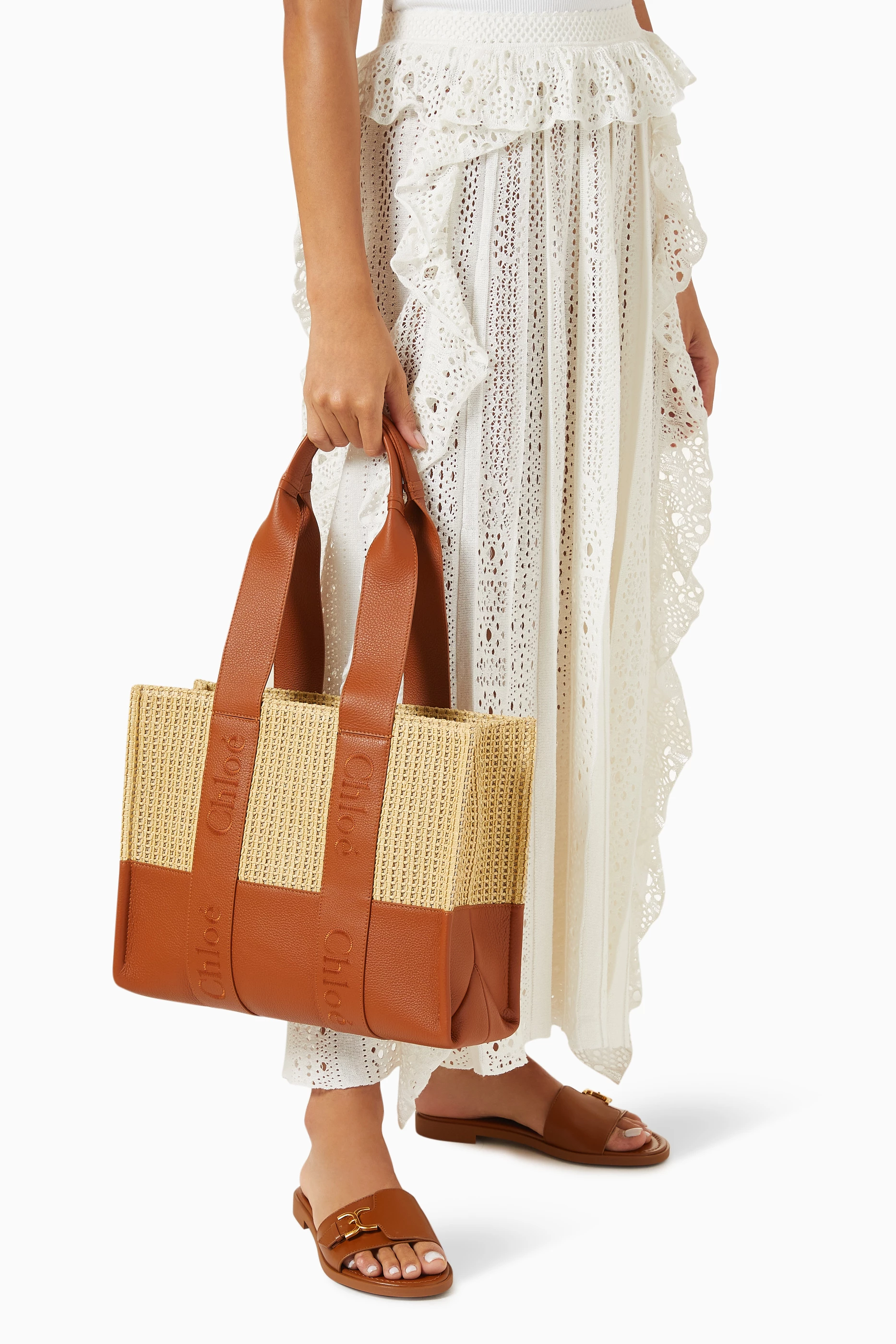 【CHLOE】BROWN RAFFIA TOTE Chloé Chloé Carry Tote Bag In Raffia Effect Fibers | Chloé US
