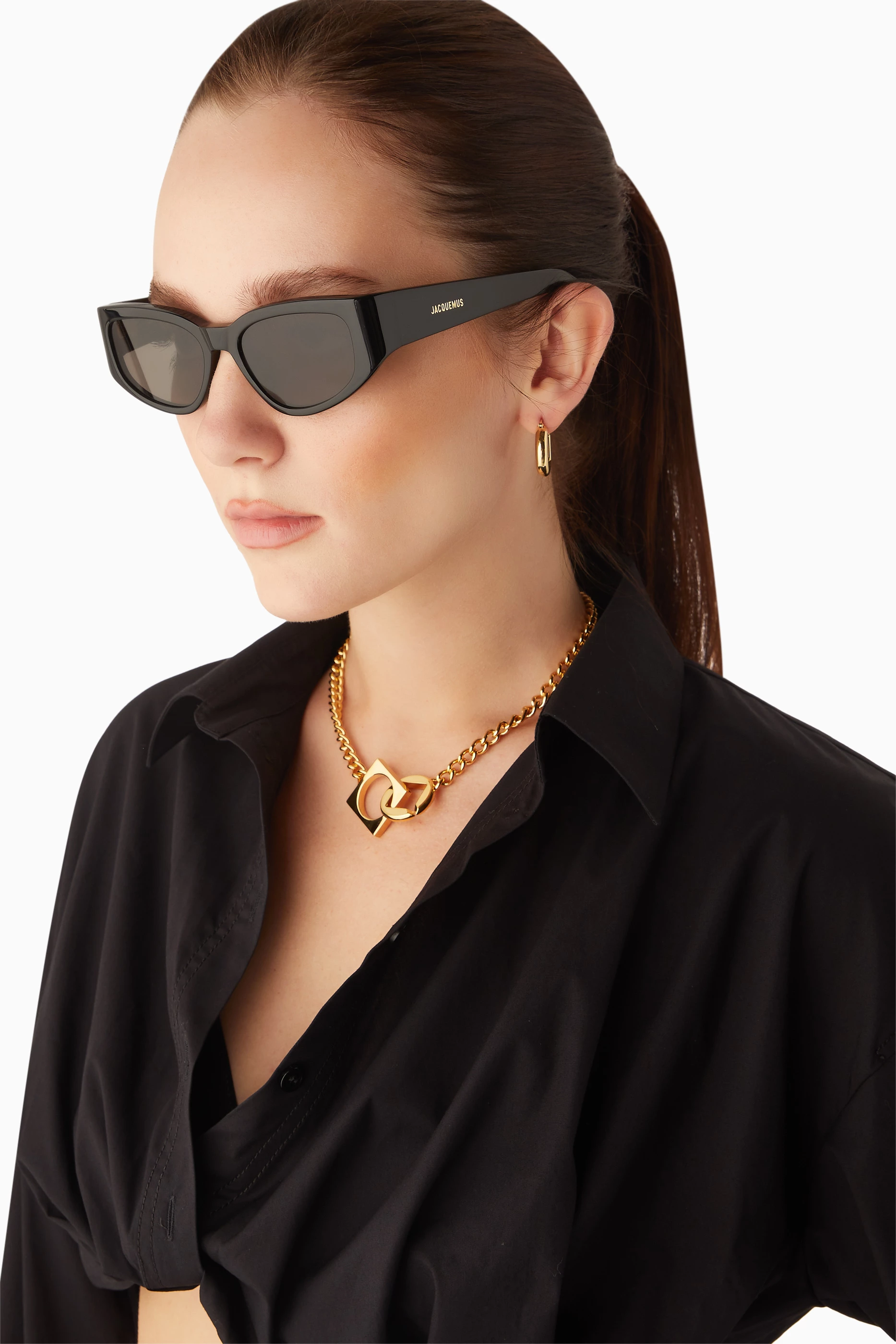 Buy Jacquemus Black Les Lunettes Gala Sunglasses in Acetate