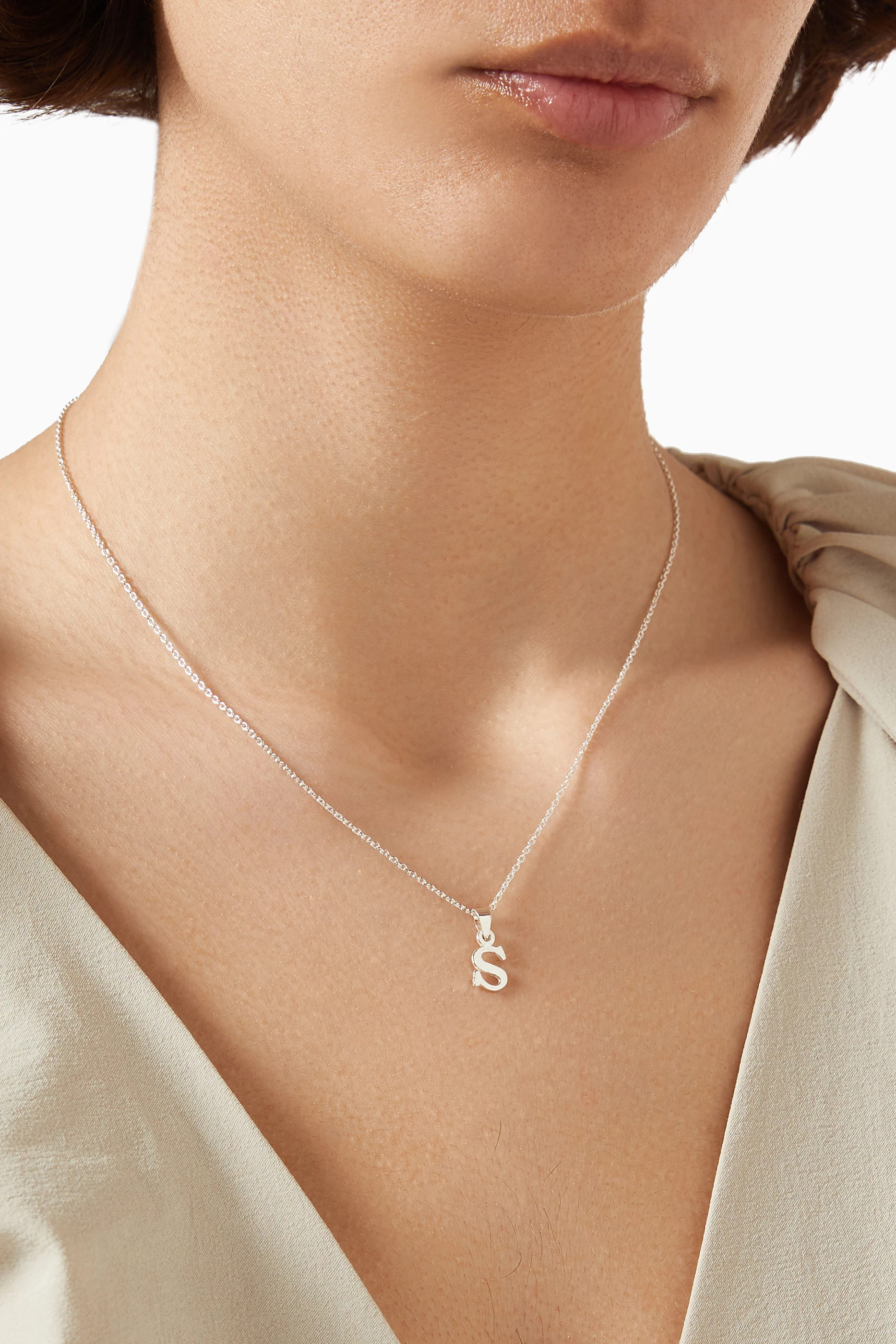 Buy The Jewels Jar Silver Letter S Initials Pendant Necklace in Sterling Silver For Women Online Ounass Saudi