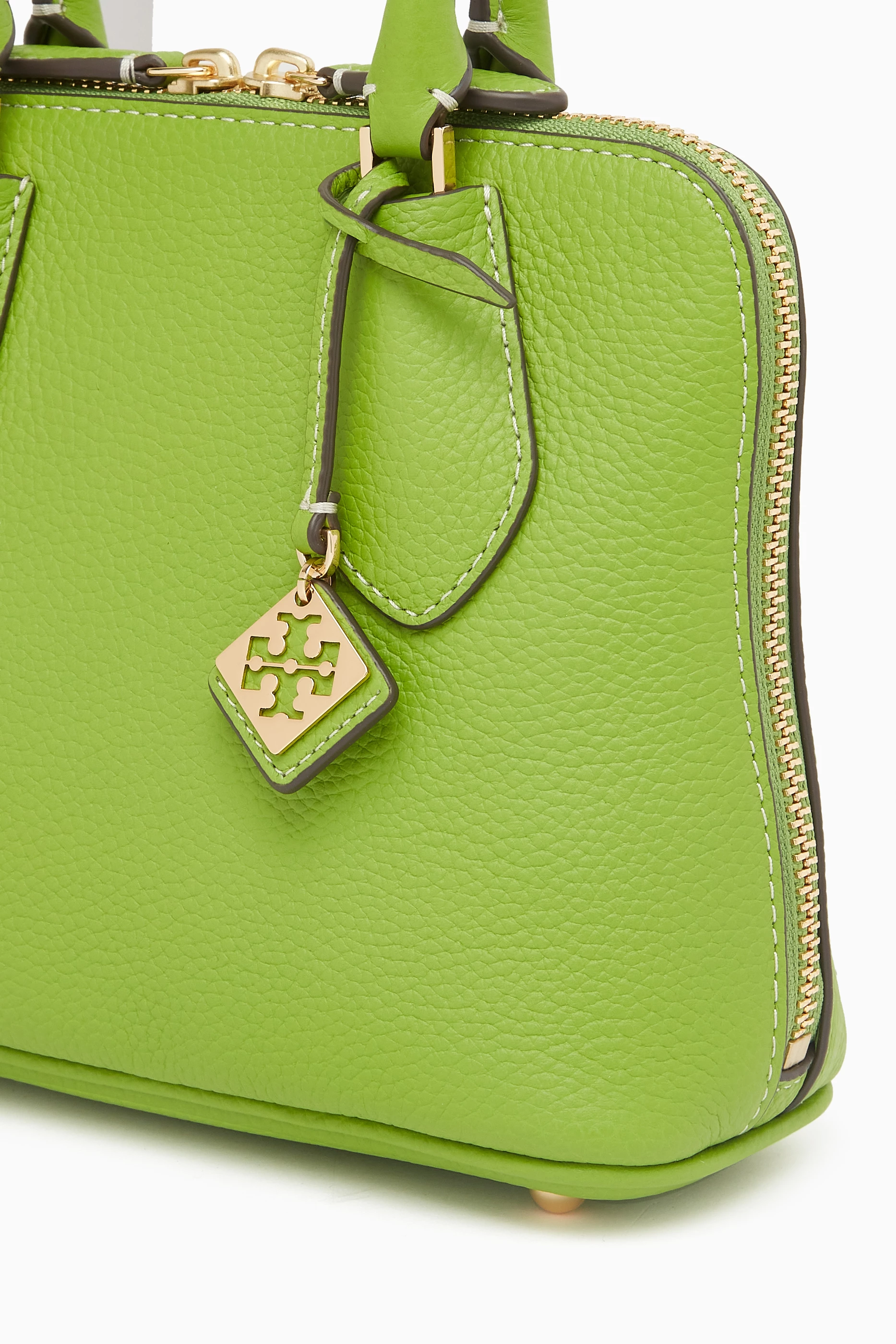 国内発送♪最安値！TORY BURCH ☆ MINI SADDLEBAG（Green Olive) ヴァージニア シリンダーバッグ: レディース ショルダーバッグ