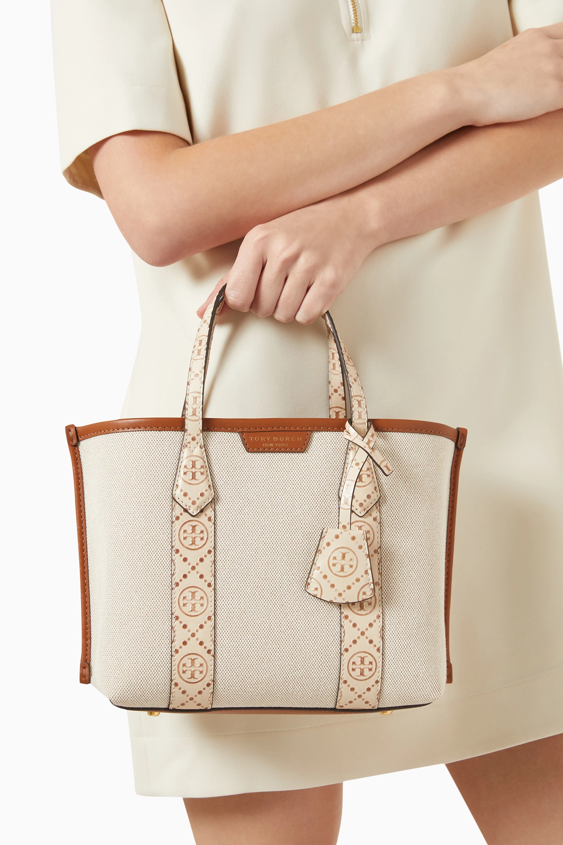 Tory burch perry canvas triple compartment tote top