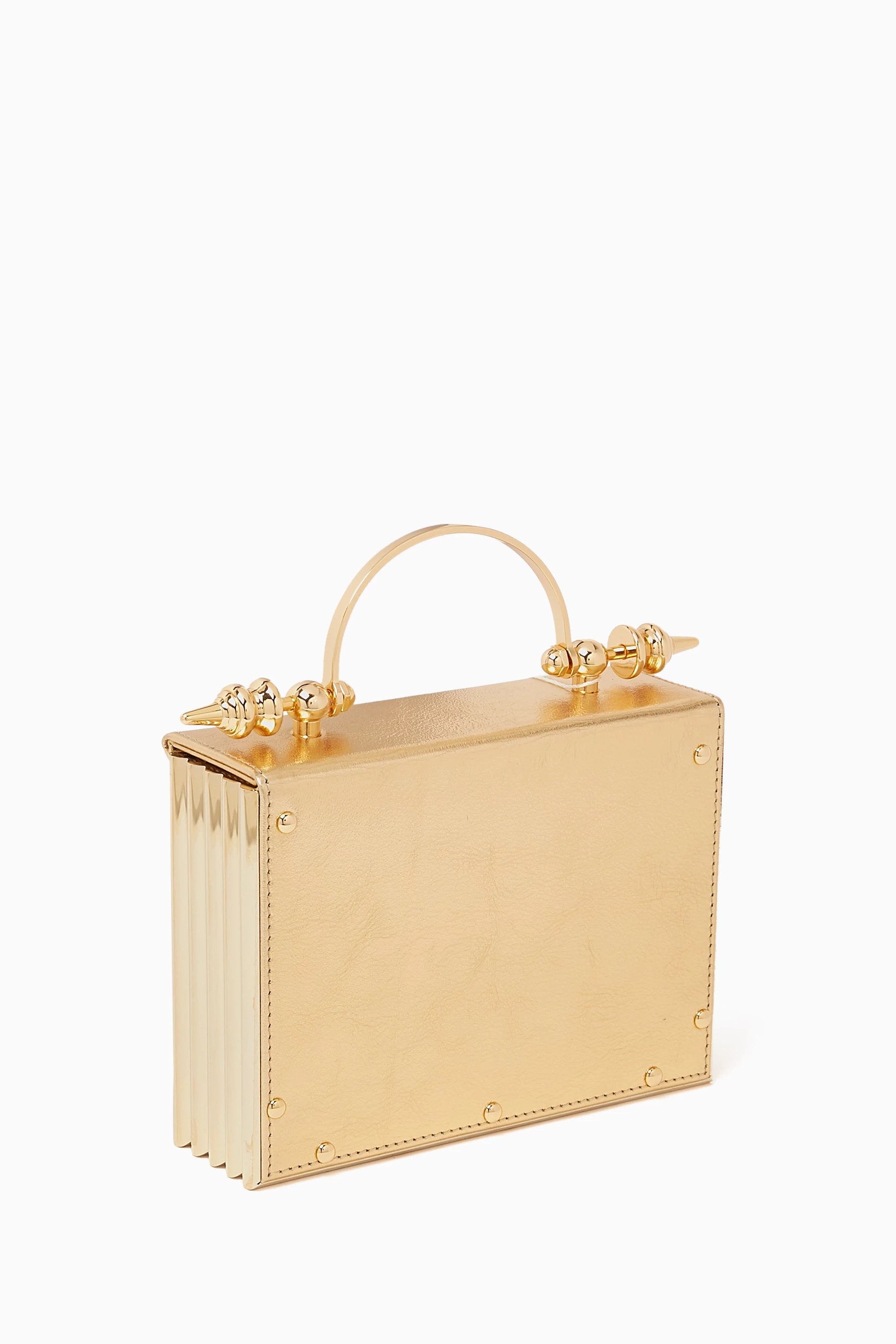 Buy Okhtein Gold Clutch Bag in Metallic Leather For Women Online Ounass Saudi
