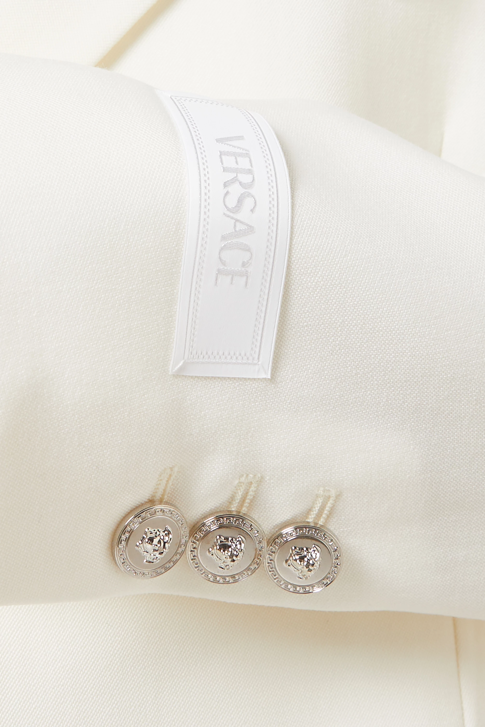 Buy Versace White Double breasted Blazer in Wool For Women Online Ounass Saudi