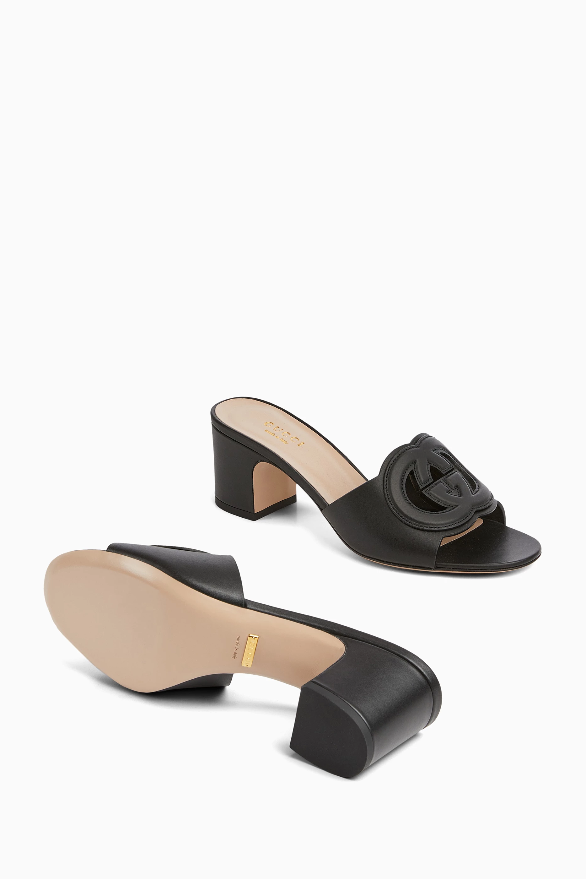 Buy Gucci Black GG Mule Sandals in Leather For Women Online Ounass Saudi