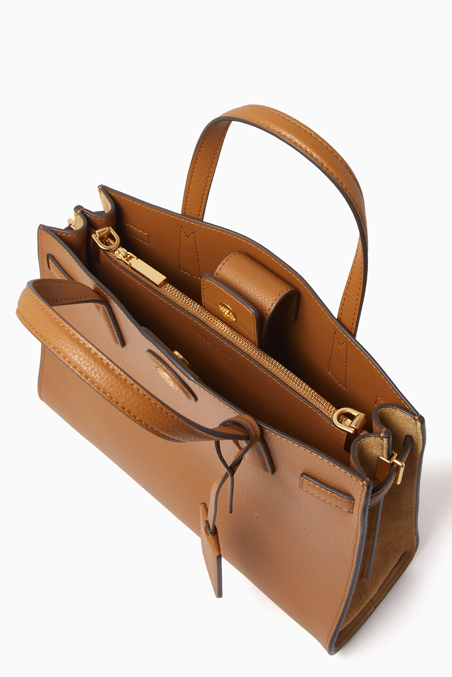 Buy Tory Burch Brown Small Robinson Satchel Bag in Leather