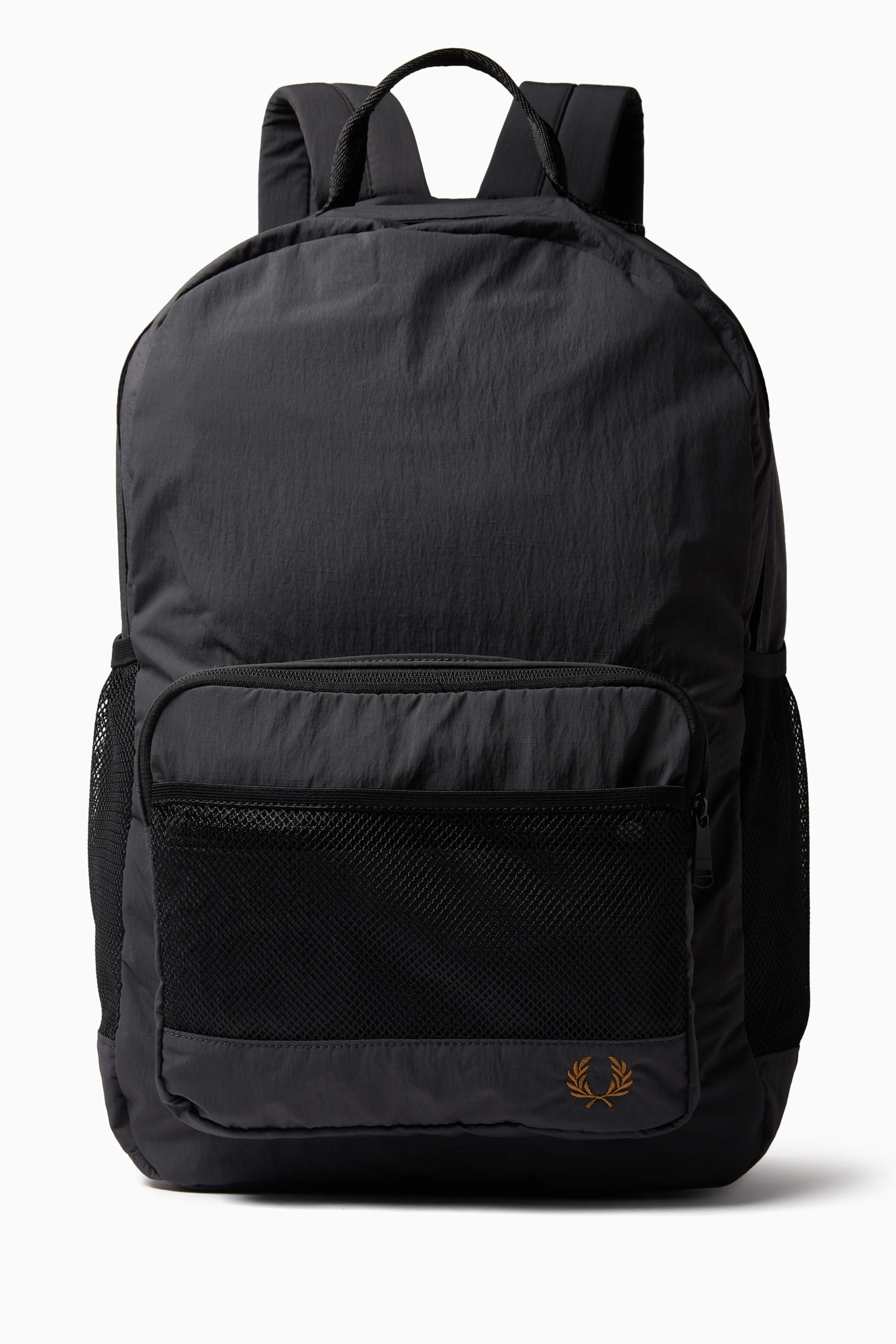 ◆FRED PERRY◆ Crinkle Nylon Mesh Backpack Anchor Grey CFPU2 Buy Fred Perry Grey Crinkle Backpack in Nylon-mesh For Men