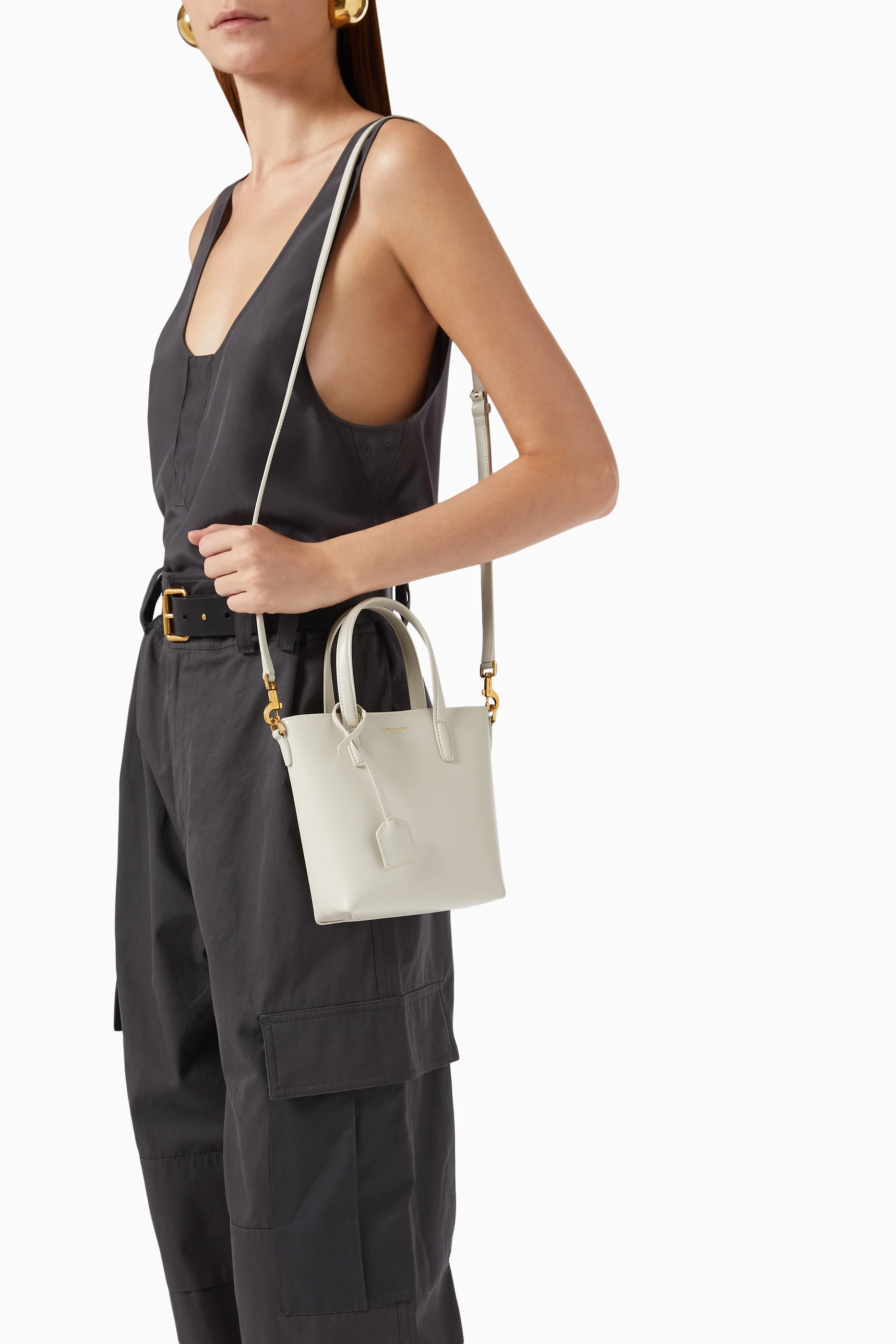 Buy SAINT LAURENT White Toy Shopping Bag in Box Leather For Women Online Ounass Saudi