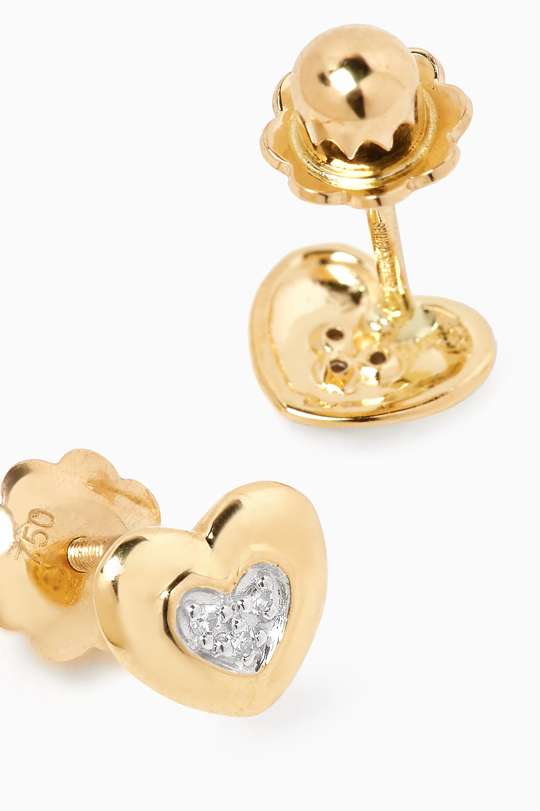 Buy Damas Yellow Ara Bambi Diamond Hearts Stud Earrings in 18kt
