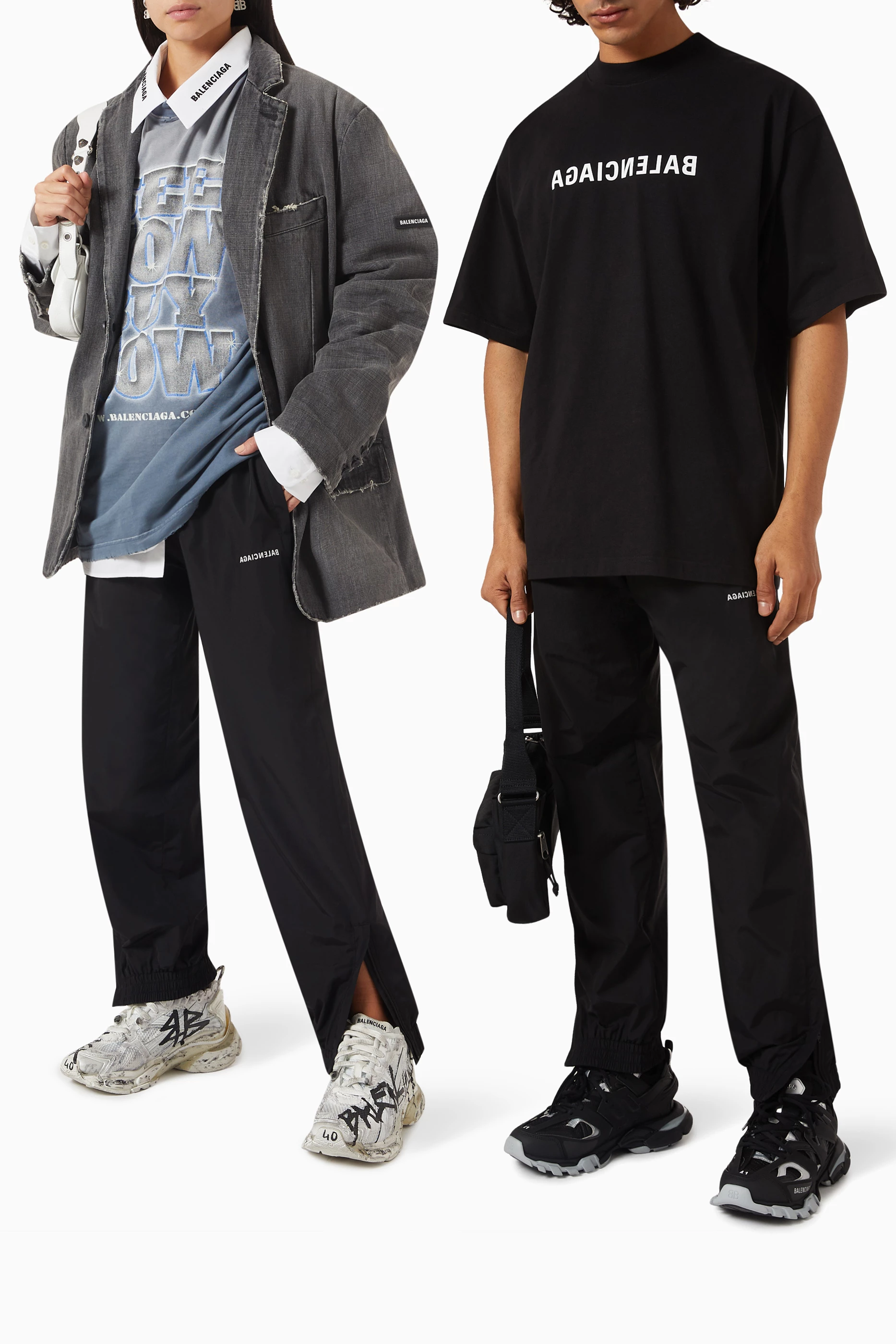 Buy Balenciaga Black Mirror Logo Tracksuit Pants For UNISEX