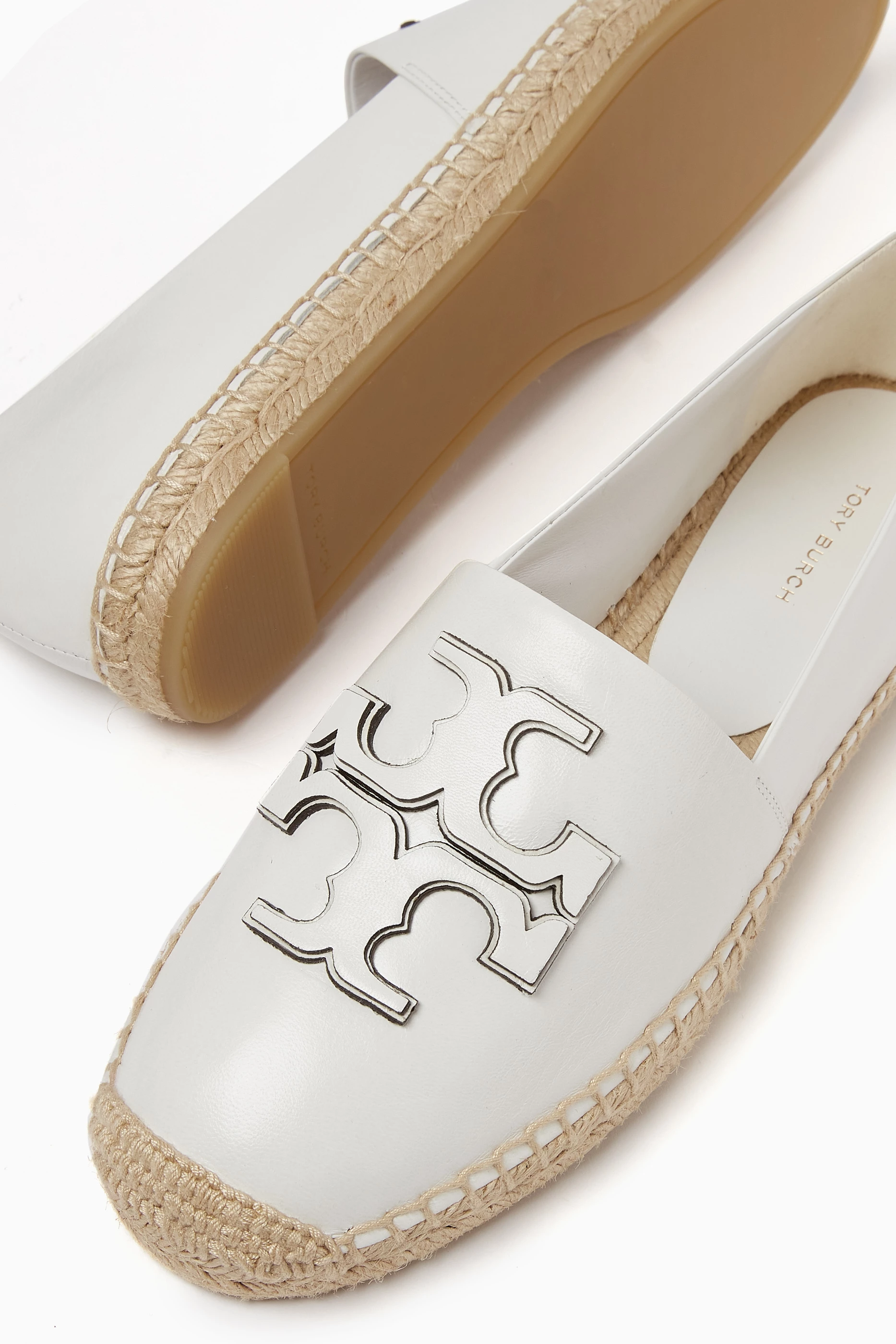 Buy Tory Burch White Eleanor Espadrilles in Leather For Women Online Ounass Saudi