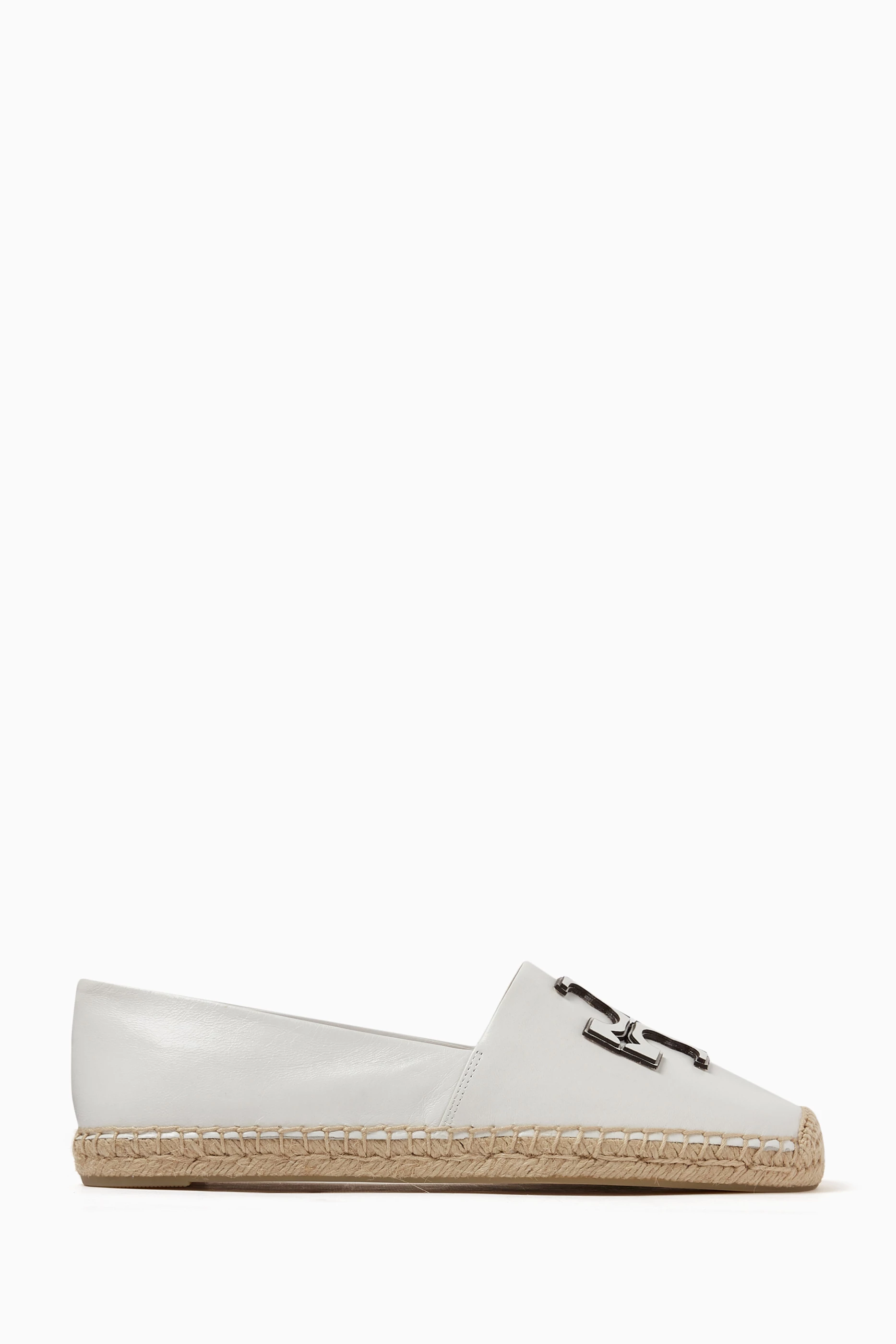 Buy Tory Burch White Eleanor Espadrilles in Leather For Women Online Ounass Saudi